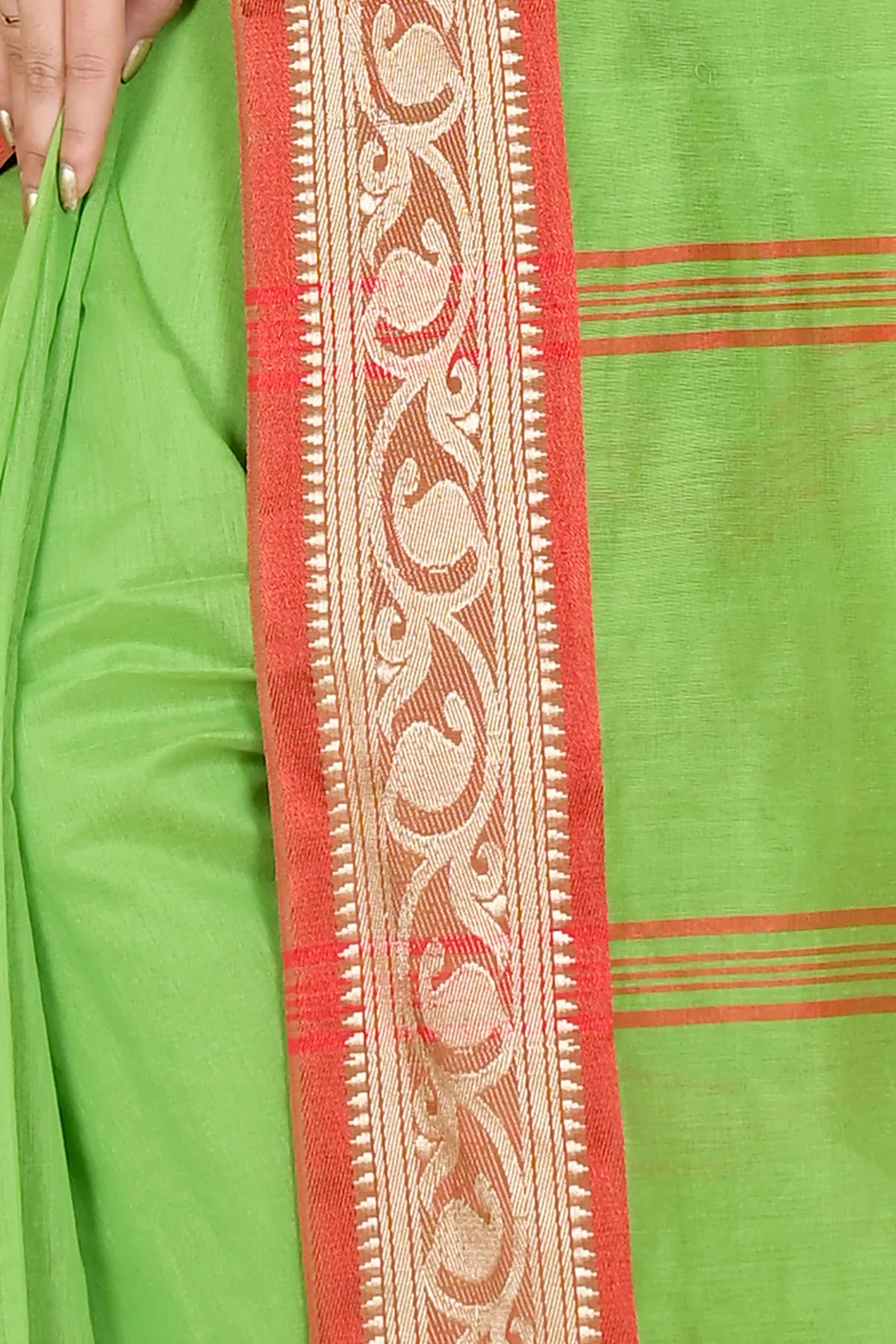 DipDiya Pure Cotton Green Nova Elegant by Tradition Handloom Sarees