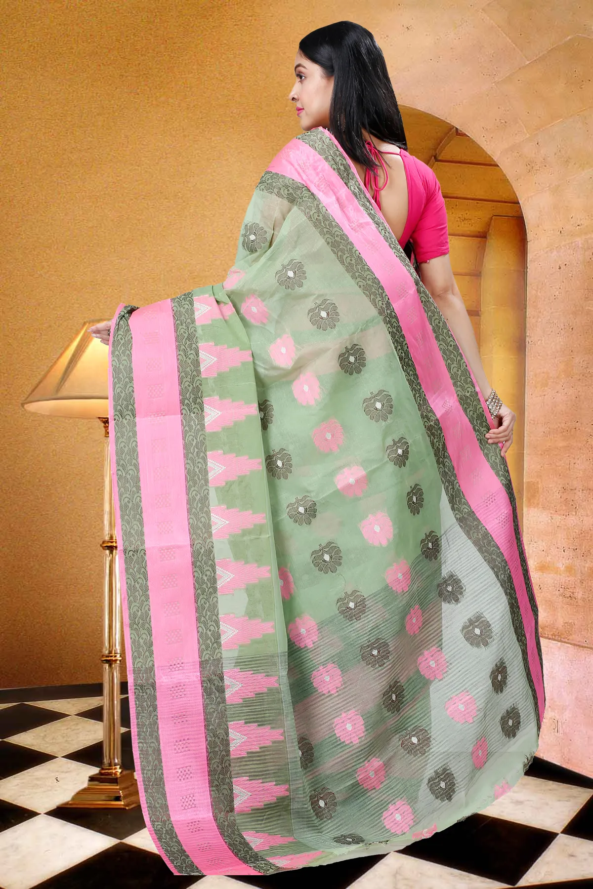 DipDiya Pure Cotton Green Nuri Elegant by Tradition Tant Sarees