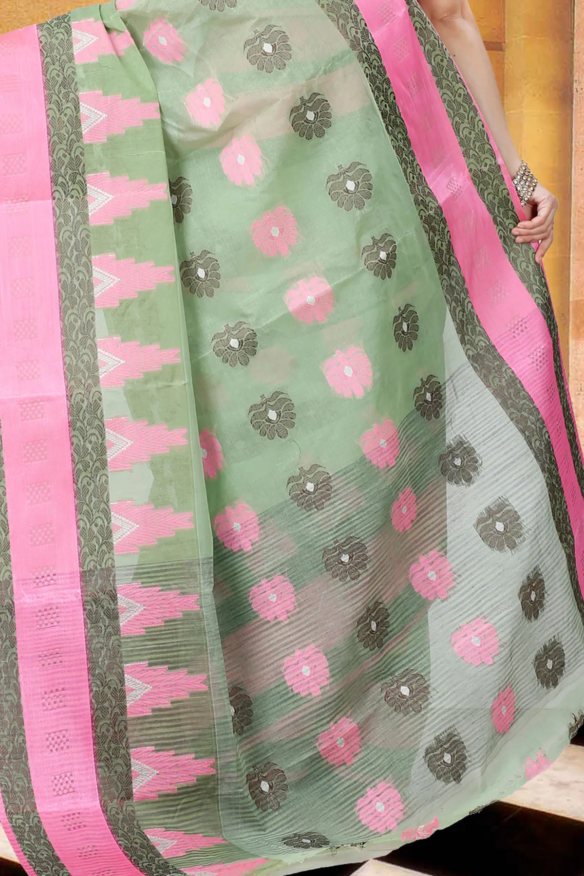 DipDiya Pure Cotton Green Nuri Elegant by Tradition Tant Sarees