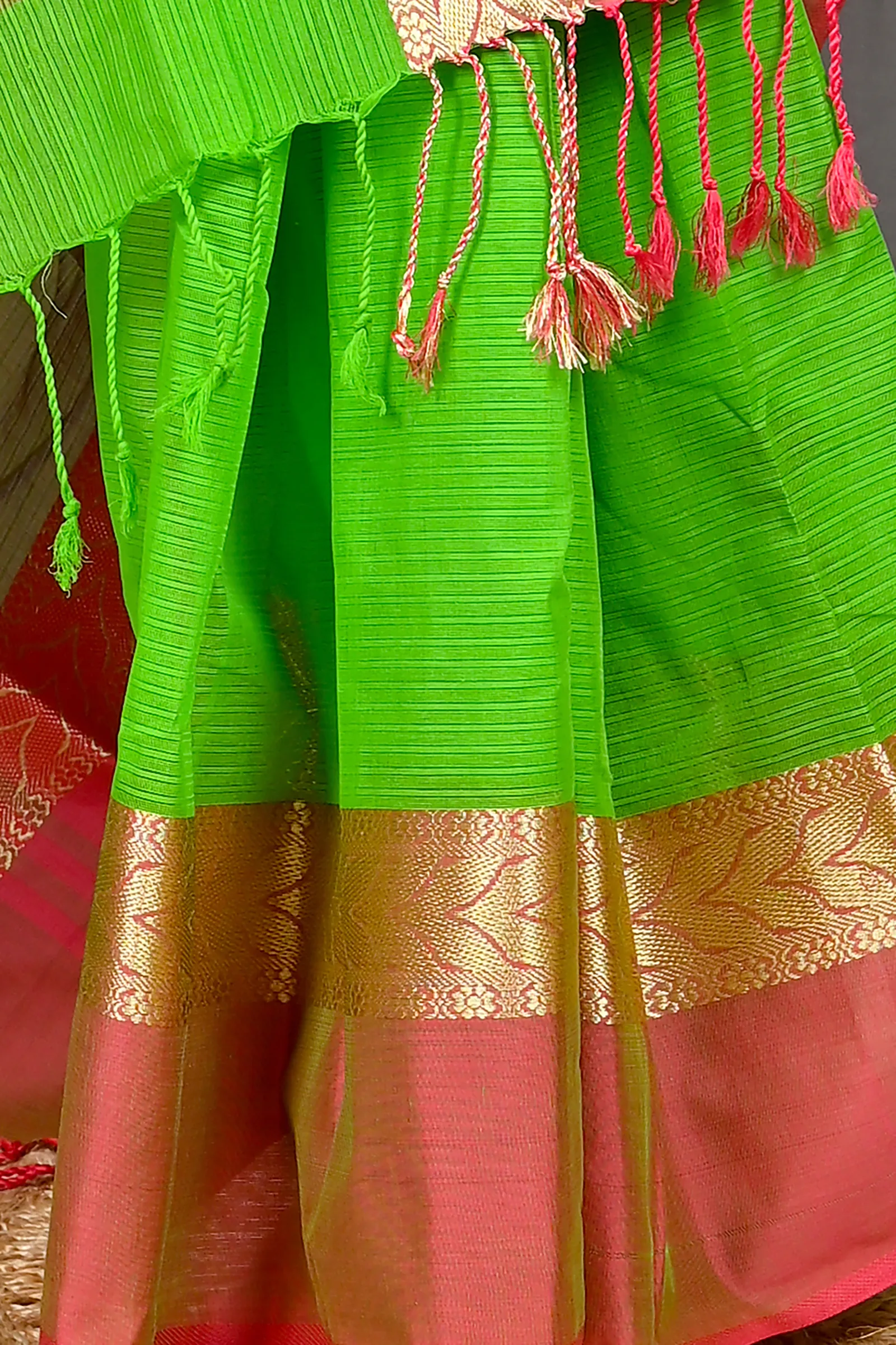 DipDiya Pure Cotton Green Parvin Wrapped in Heritage Tant Sarees