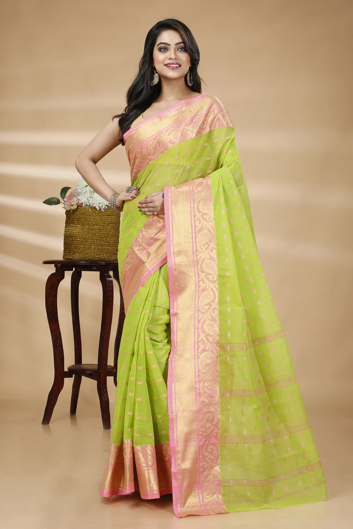 DipDiya Pure Cotton Green Sachi Bengal’s Legacy Tant Sarees