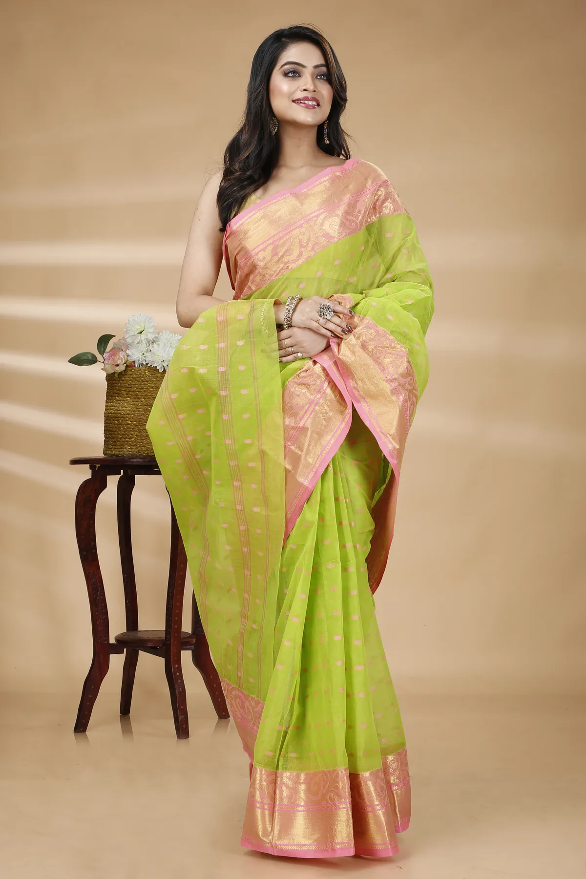 DipDiya Pure Cotton Green Sachi Bengal’s Legacy Tant Sarees