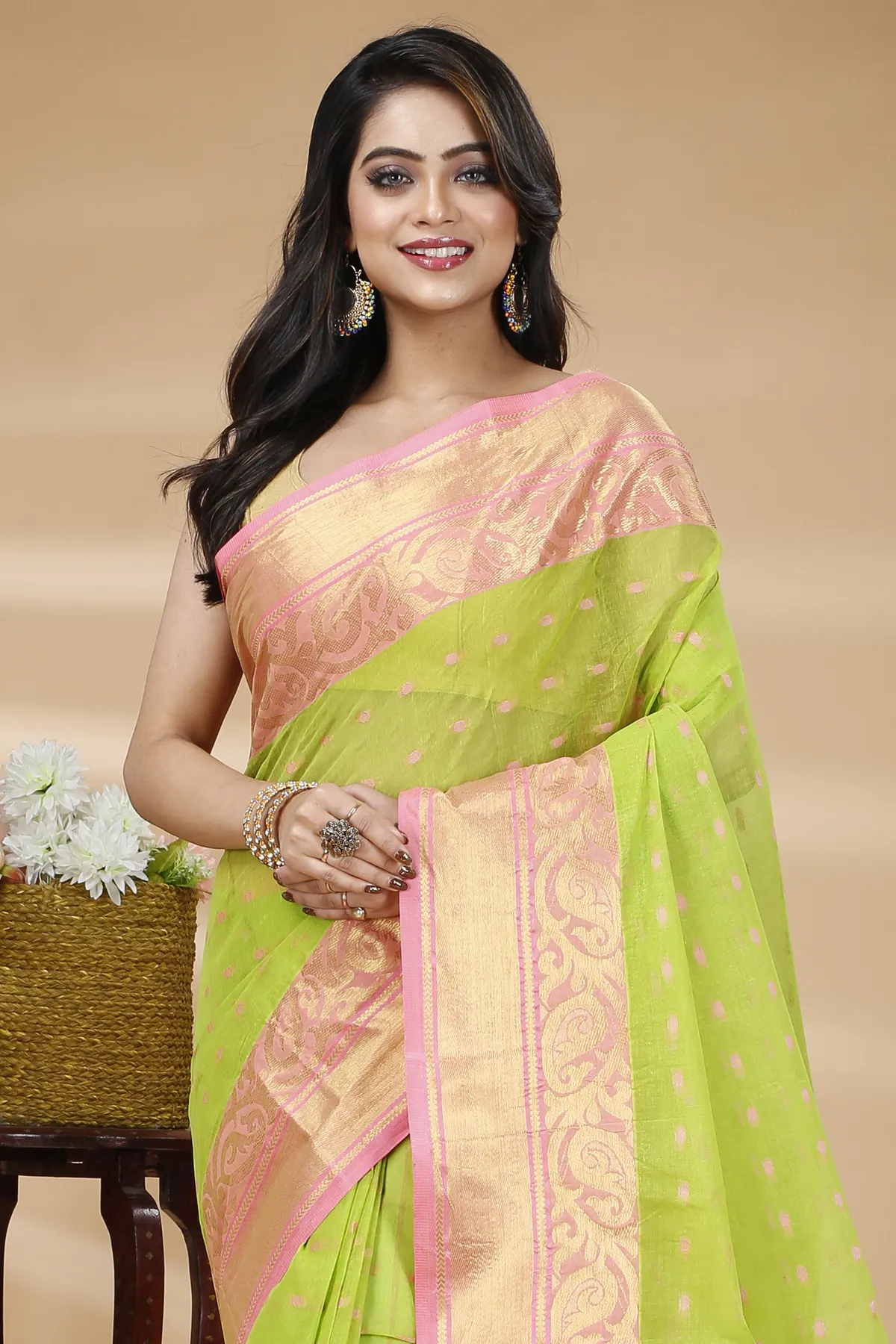 DipDiya Pure Cotton Green Sachi Bengal’s Legacy Tant Sarees