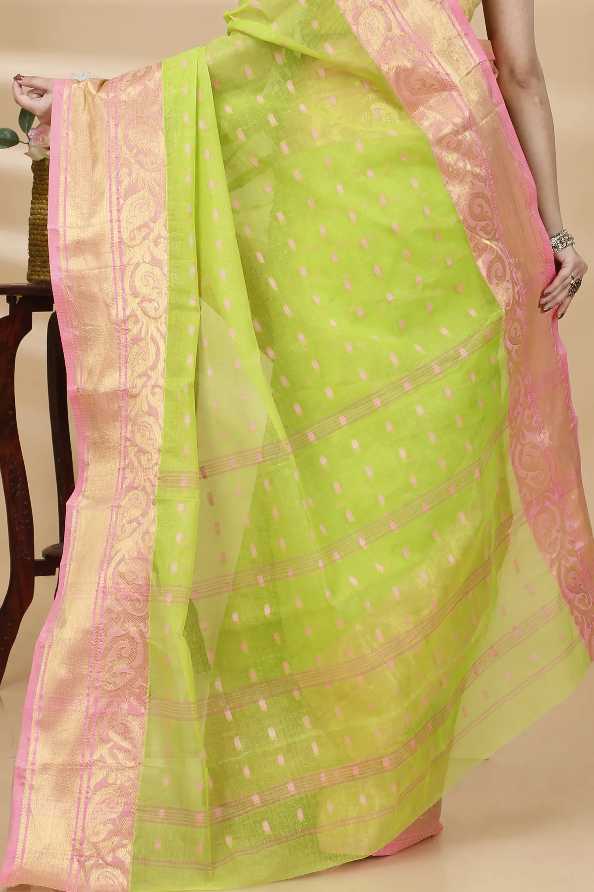 DipDiya Pure Cotton Green Sachi Bengal’s Legacy Tant Sarees