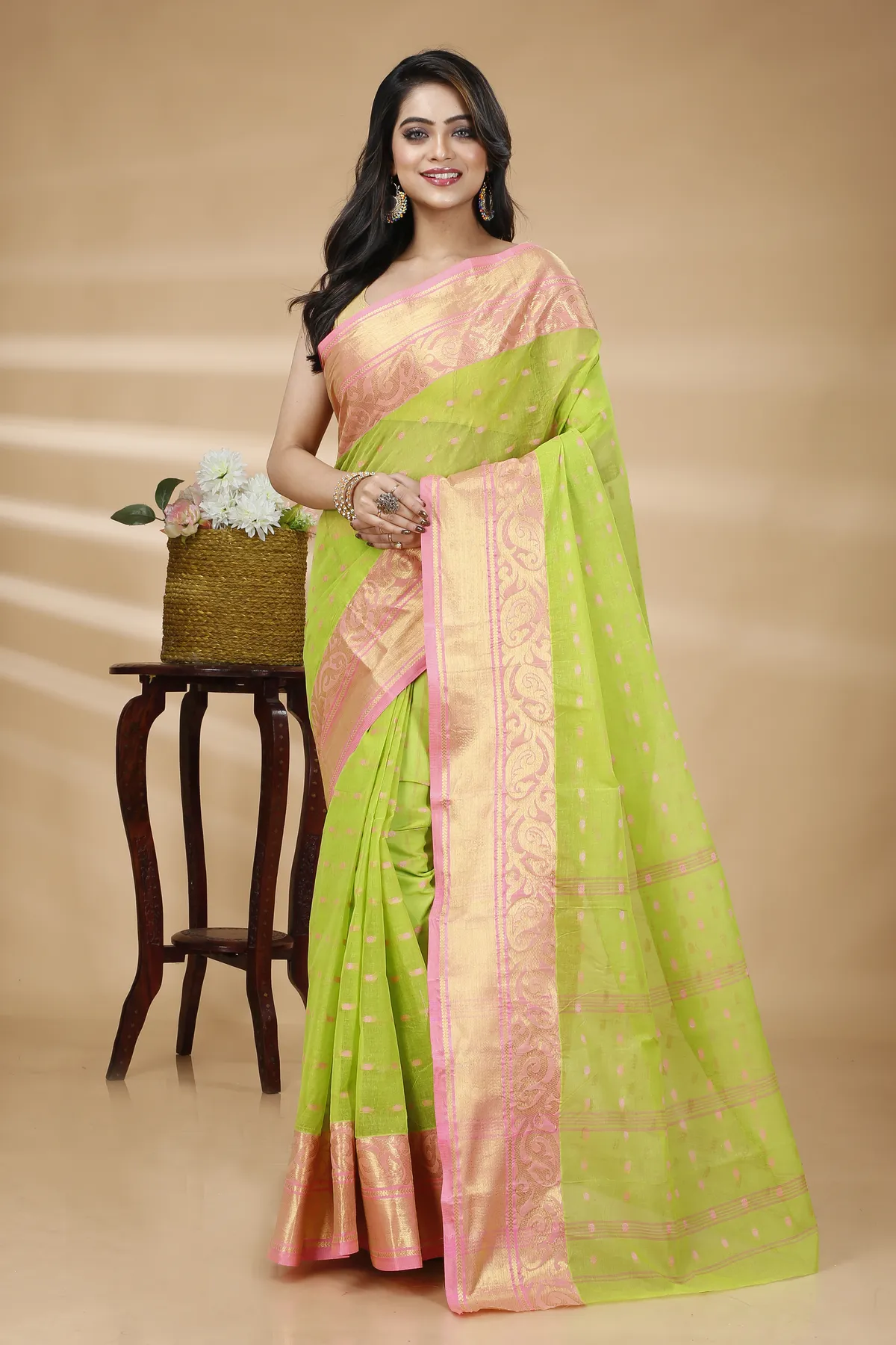 DipDiya Pure Cotton Green Sachi Bengal’s Legacy Tant Sarees