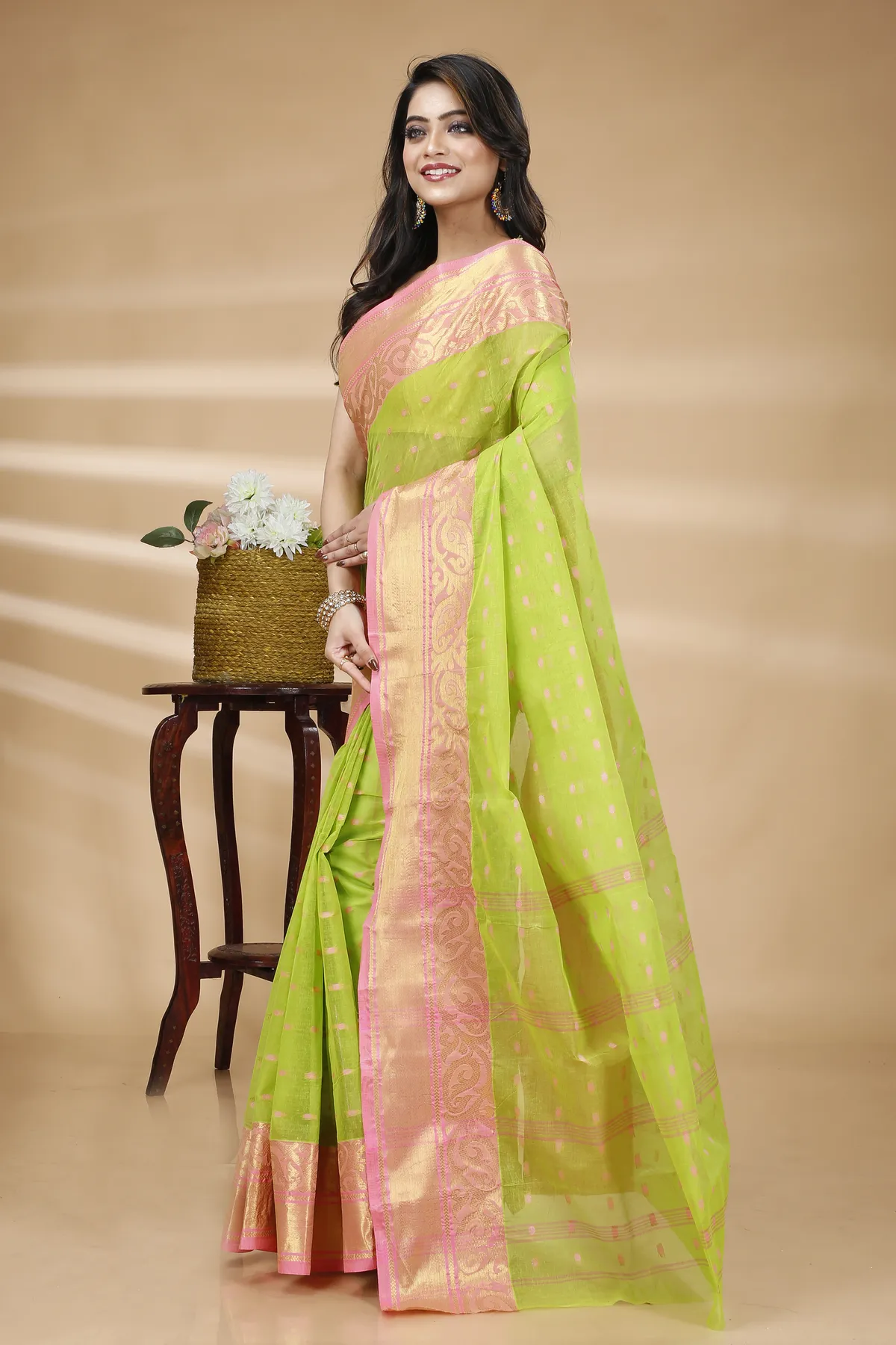DipDiya Pure Cotton Green Sachi Bengal’s Legacy Tant Sarees