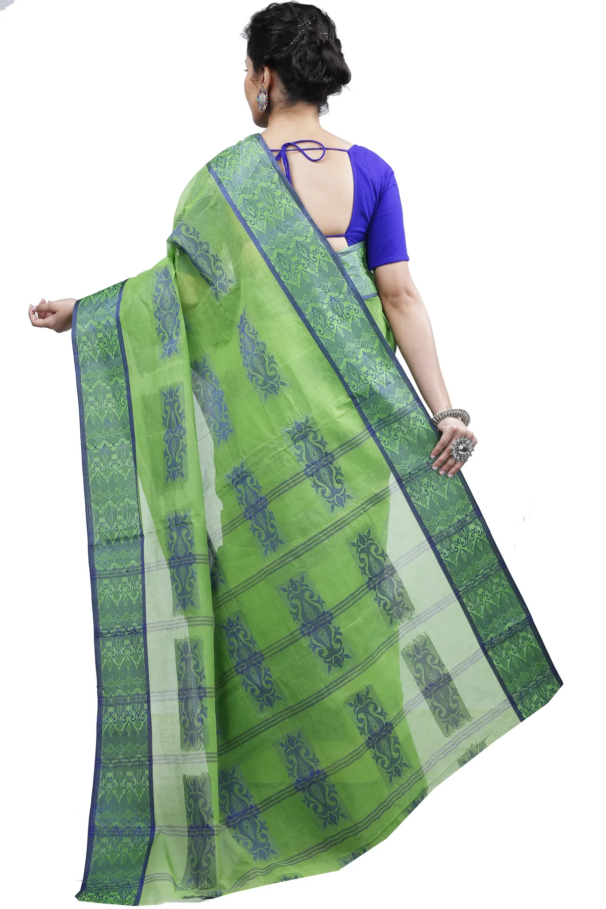 DipDiya Pure Cotton Green Strip Suparna Pure Bengali Grace Tant Sarees