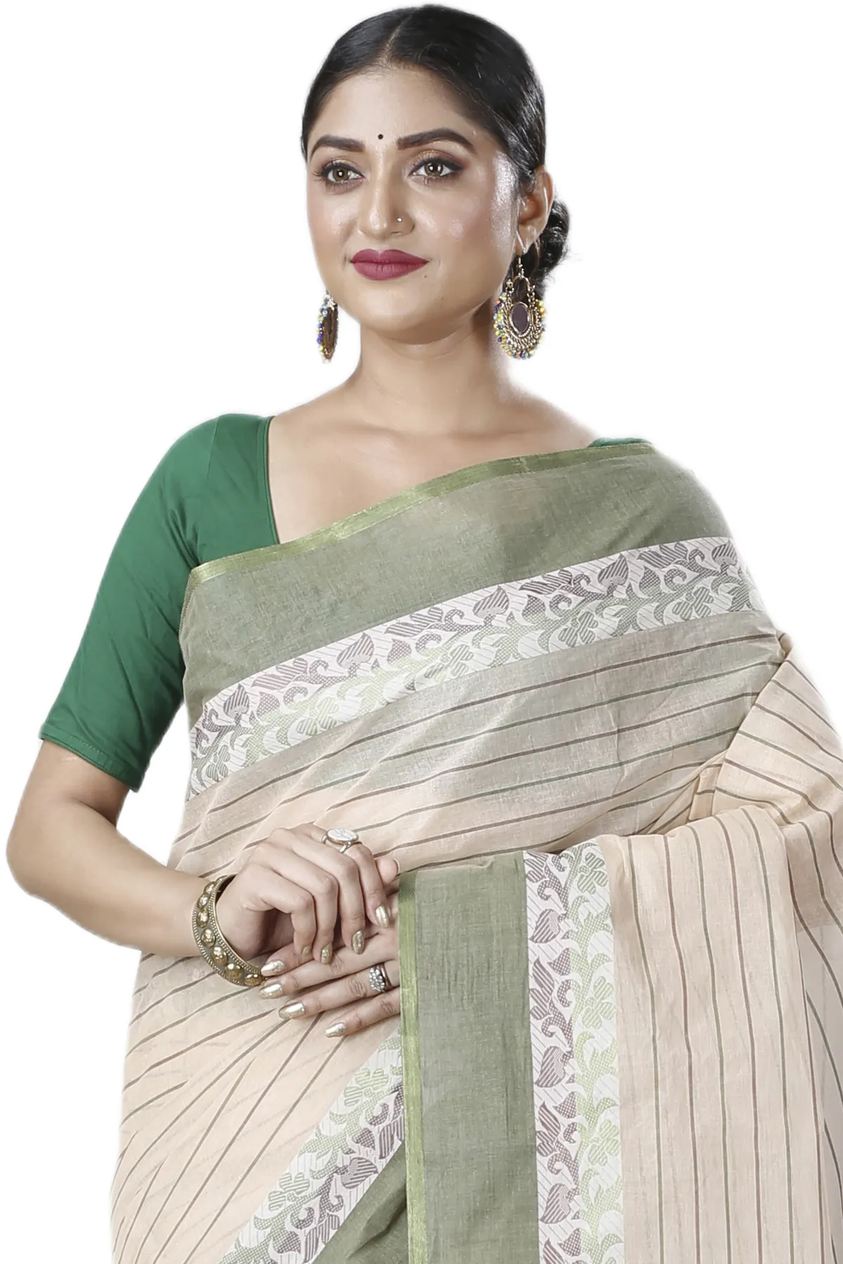 DipDiya Pure Cotton Green Subha Weaves with a Story Tant Sarees