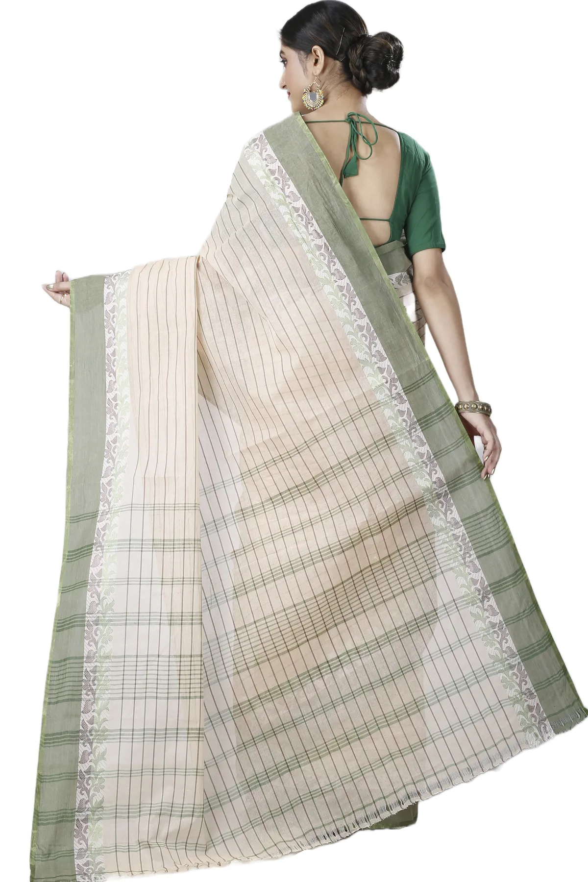 DipDiya Pure Cotton Green Subha Weaves with a Story Tant Sarees
