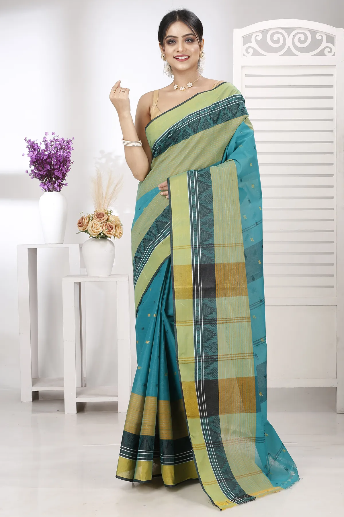 DipDiya Pure Cotton Green Suto Tradition in Every Thread Tant Sarees