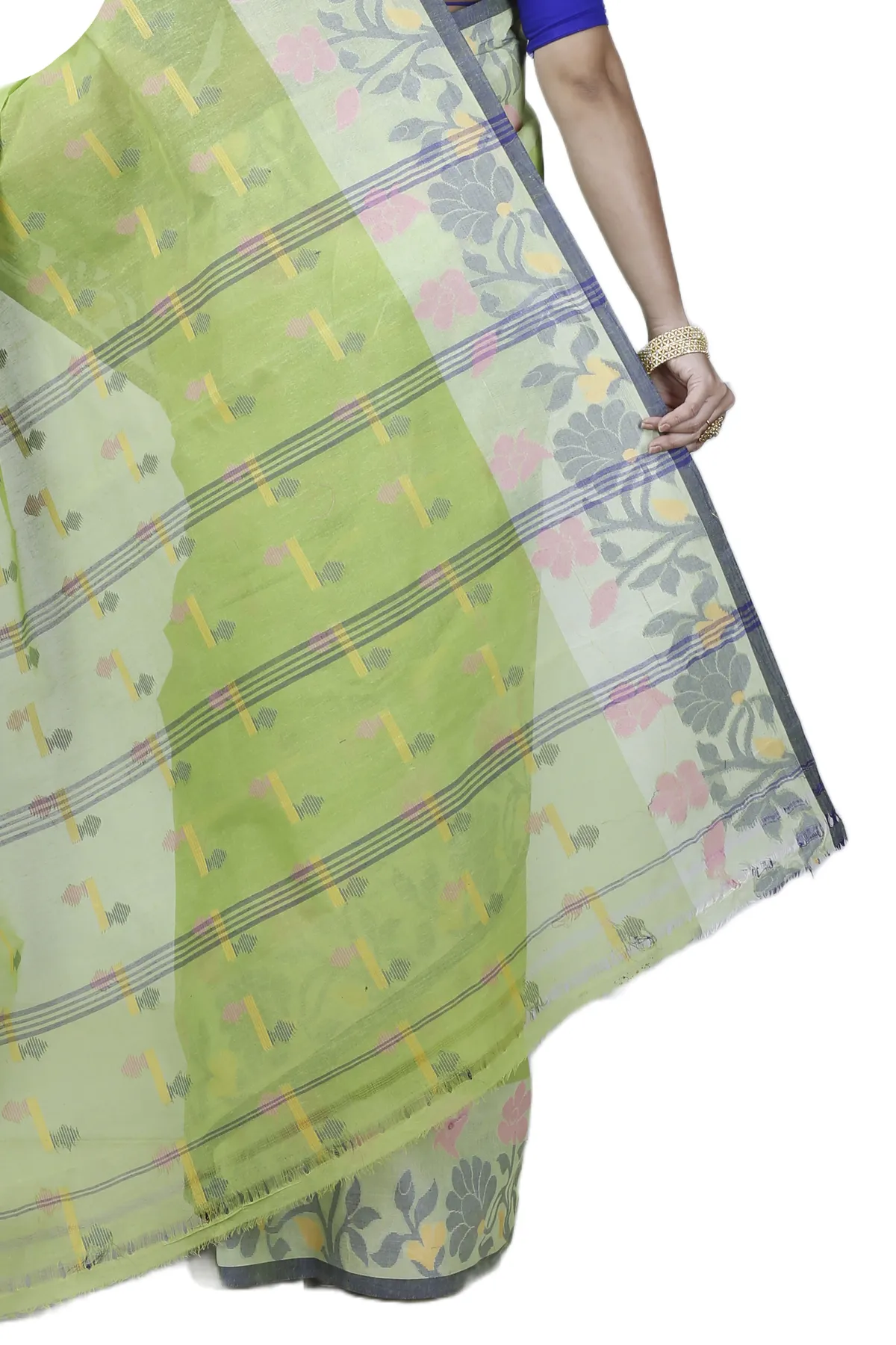 DipDiya Pure Cotton Green Urva Classic Bengali Tant Sarees