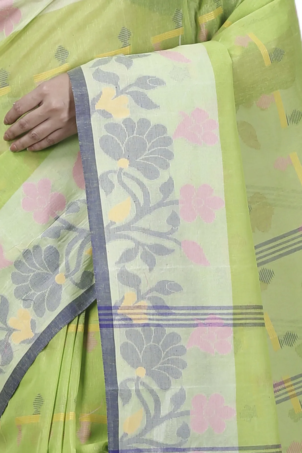DipDiya Pure Cotton Green Urva Classic Bengali Tant Sarees