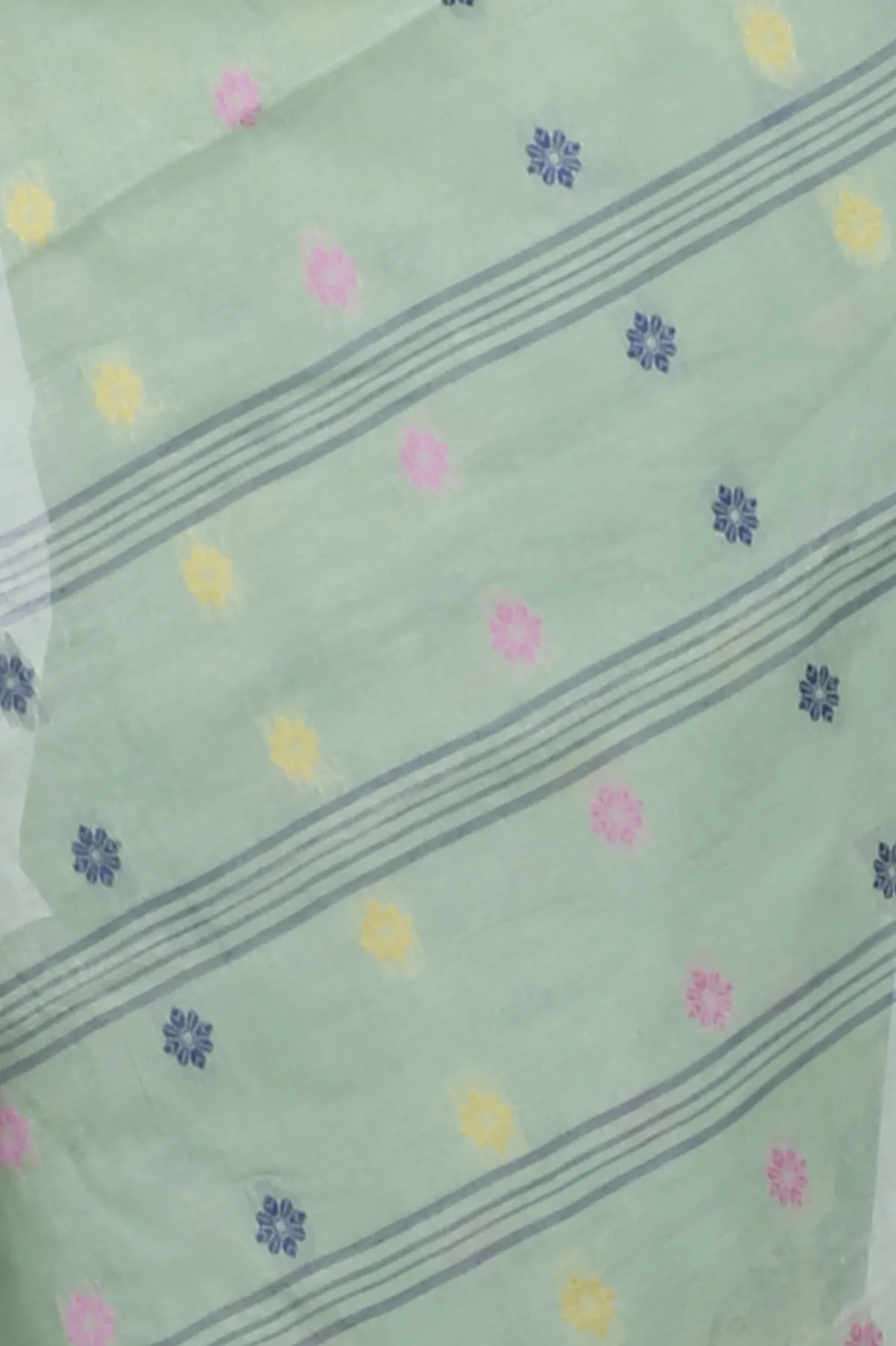 DipDiya Pure Cotton Green Ushi Handloom Heritage Tant Sarees