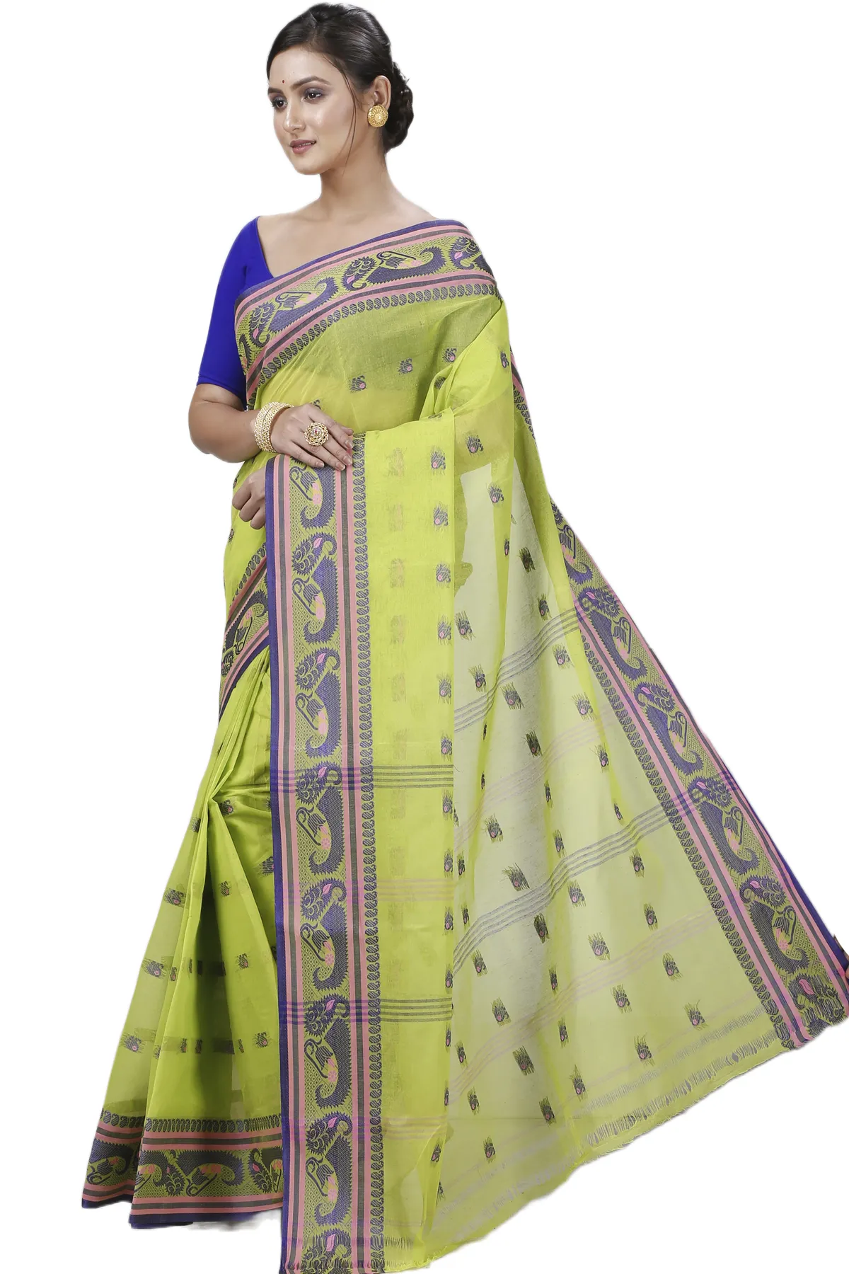 DipDiya Pure Cotton Green Utkal Classic Bengali Tant Sarees