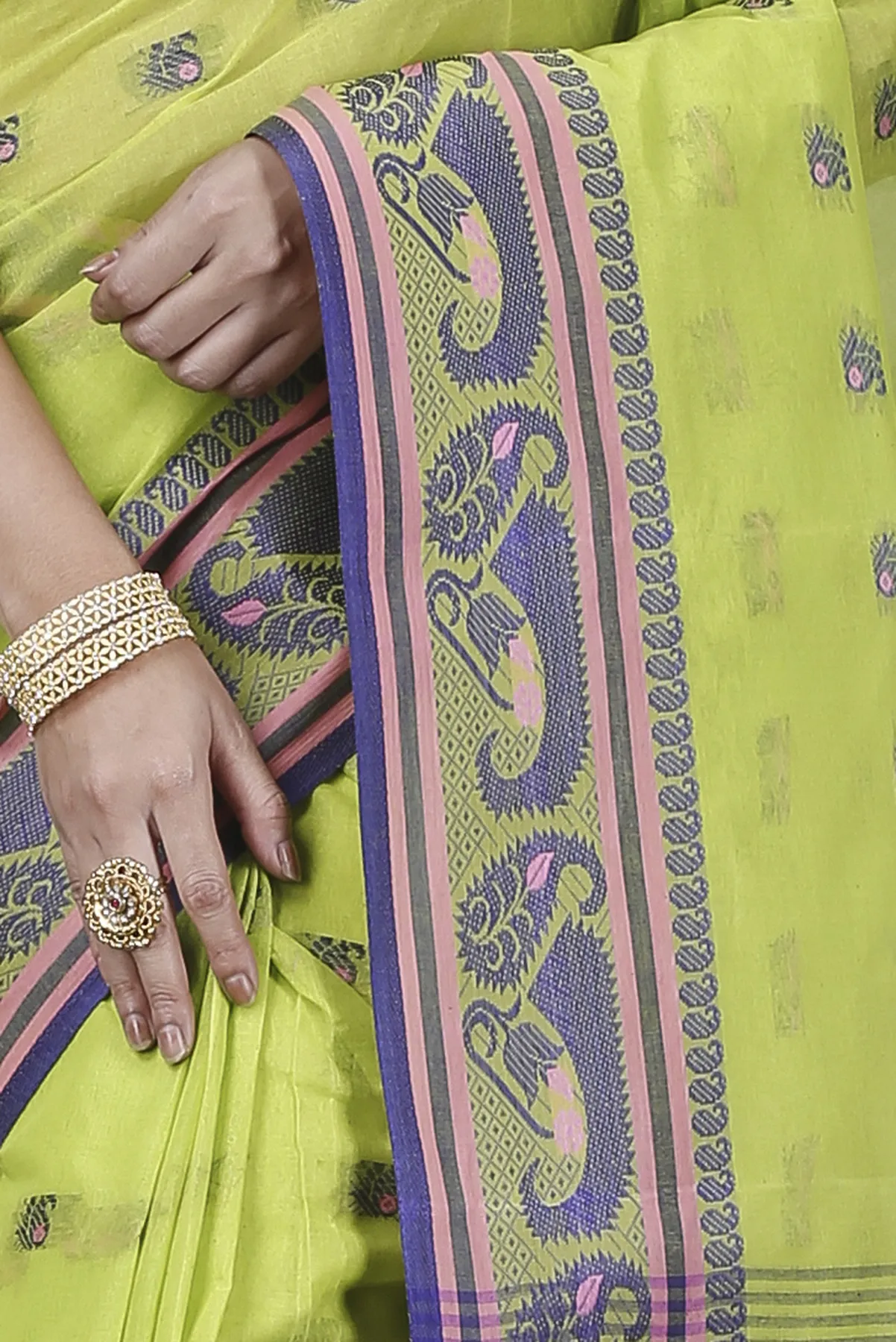 DipDiya Pure Cotton Green Utkal Classic Bengali Tant Sarees