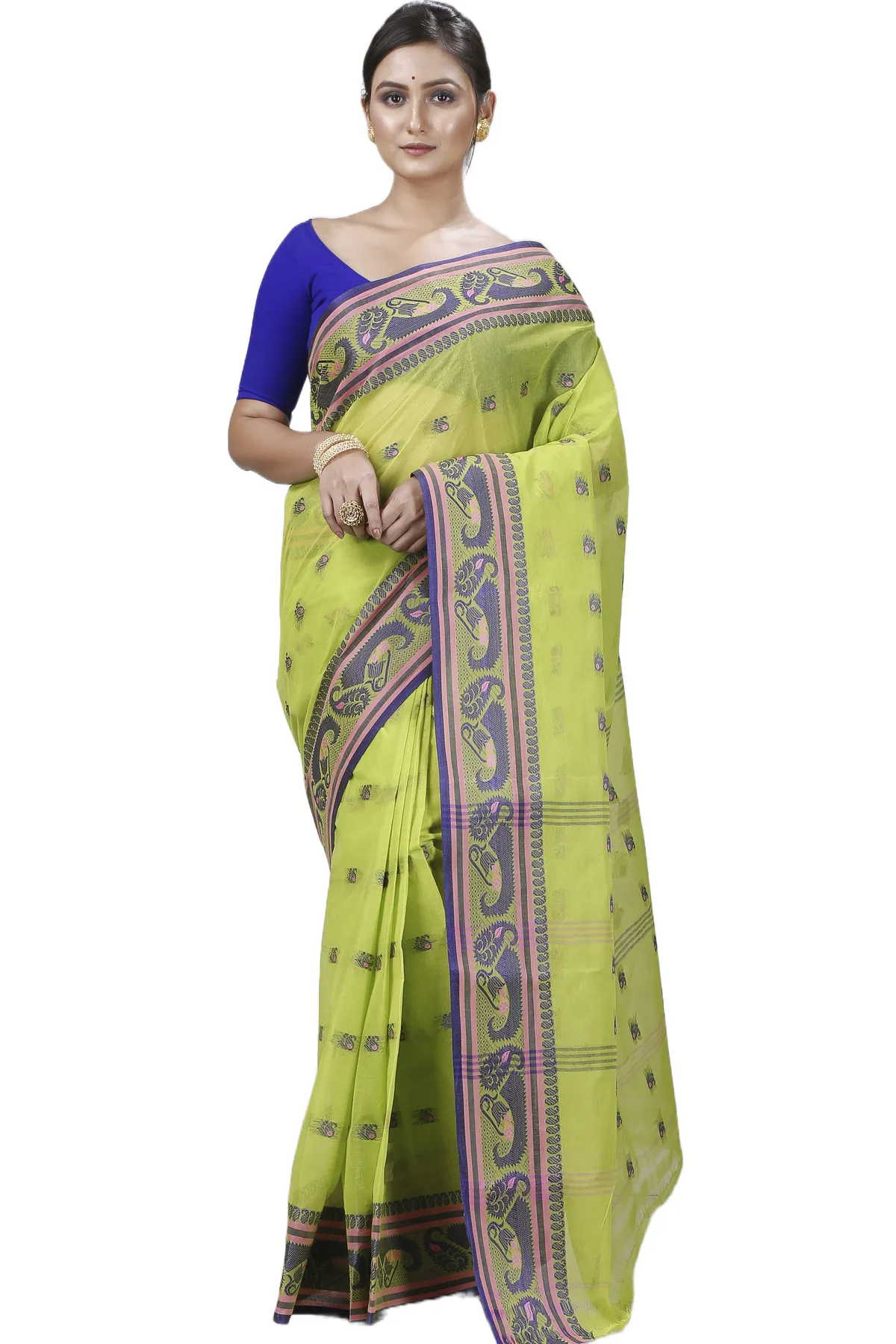 DipDiya Pure Cotton Green Utkal Classic Bengali Tant Sarees