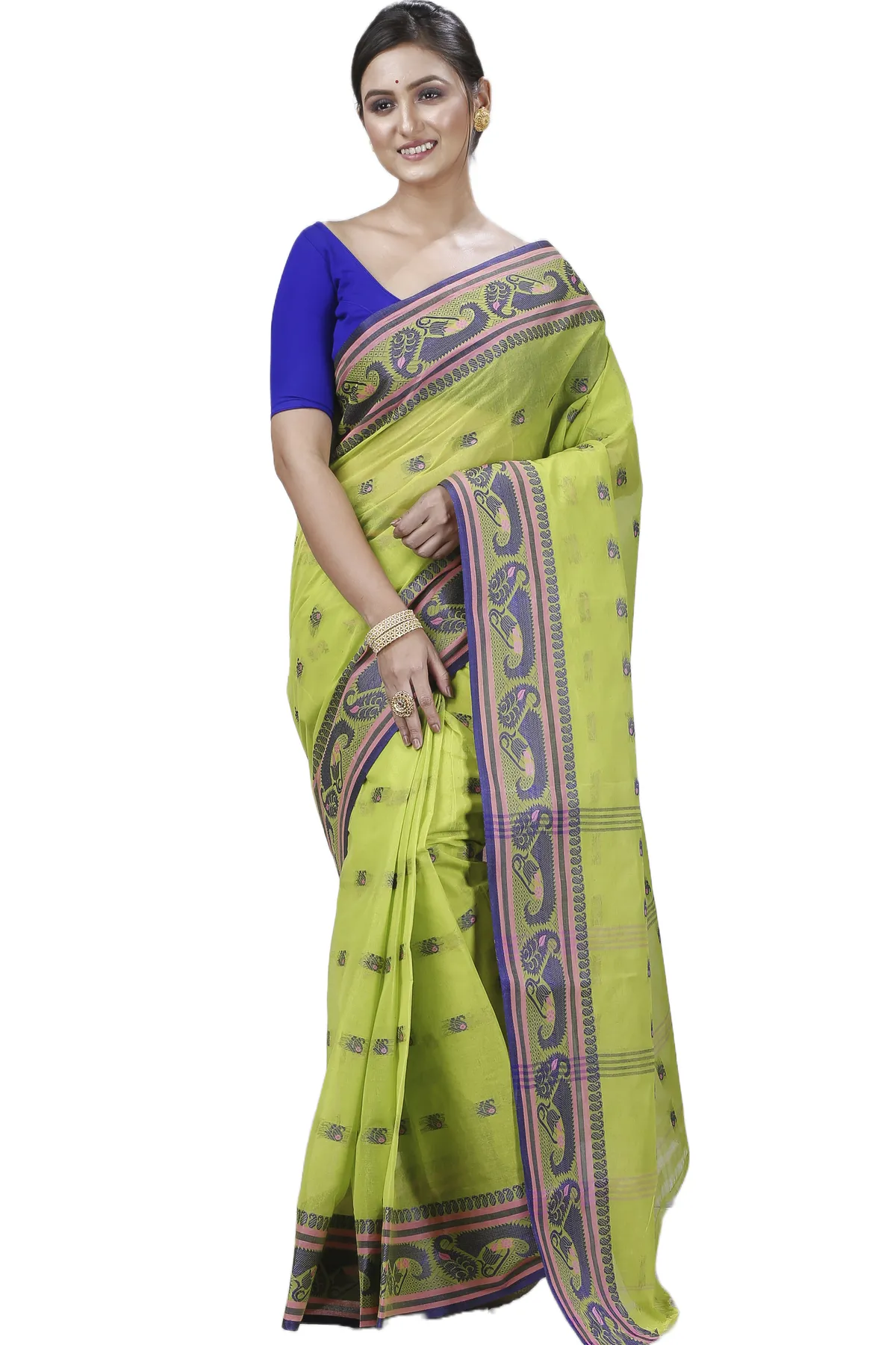 DipDiya Pure Cotton Green Utkal Classic Bengali Tant Sarees