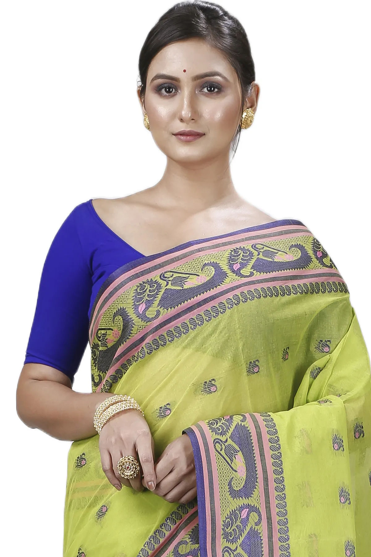 DipDiya Pure Cotton Green Utkal Classic Bengali Tant Sarees