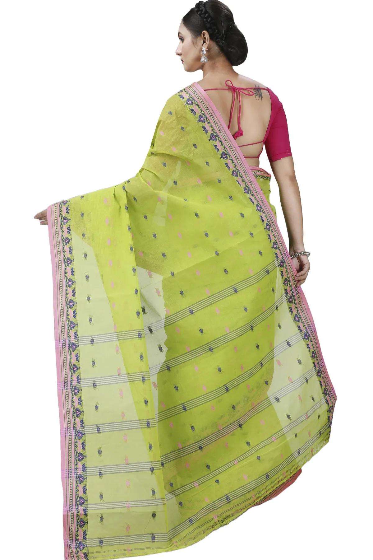 DipDiya Pure Cotton Green Uvra Classic Grace Tant Sarees