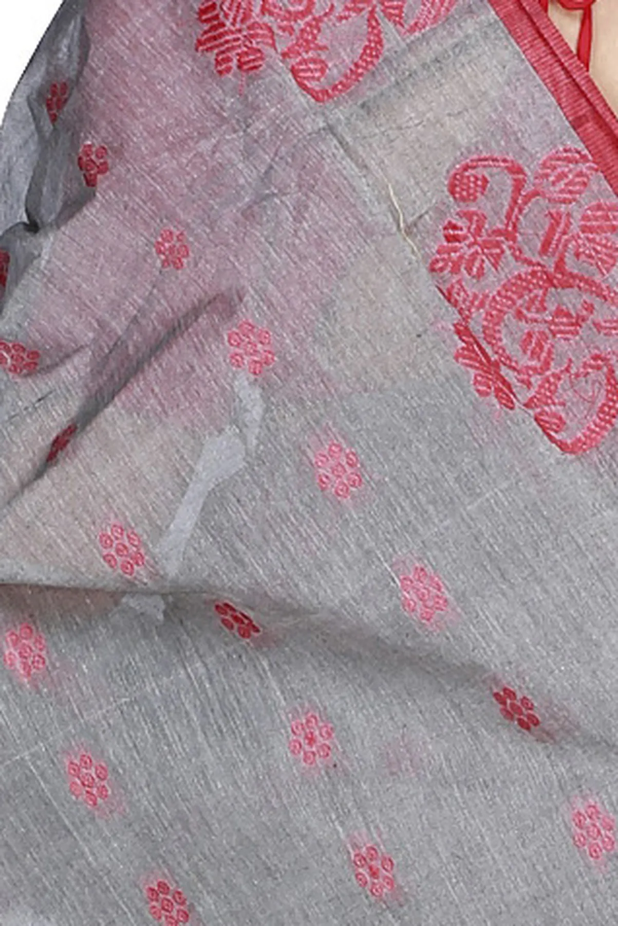DipDiya Pure Cotton Grey Botgach Handloom Heritage Tant Sarees