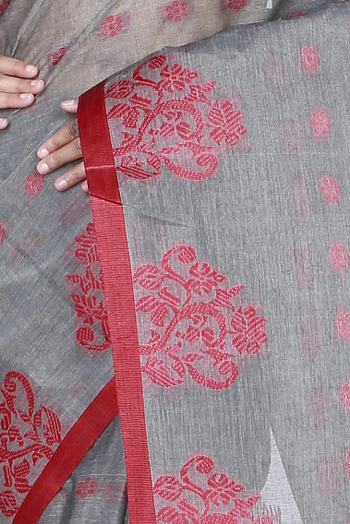 DipDiya Pure Cotton Grey Botgach Handloom Heritage Tant Sarees