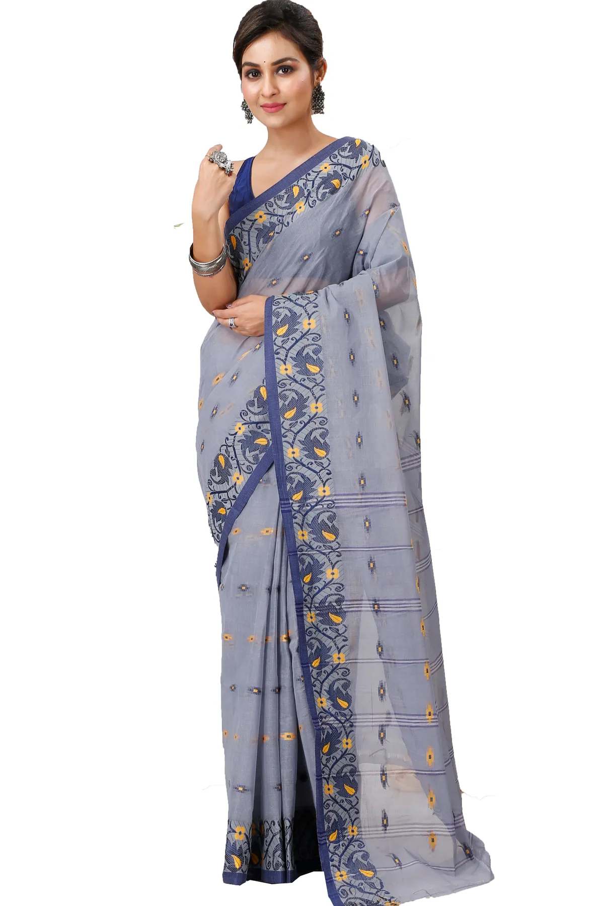 DipDiya Pure Cotton Grey Lucy Crafted with Soul Tant Sarees