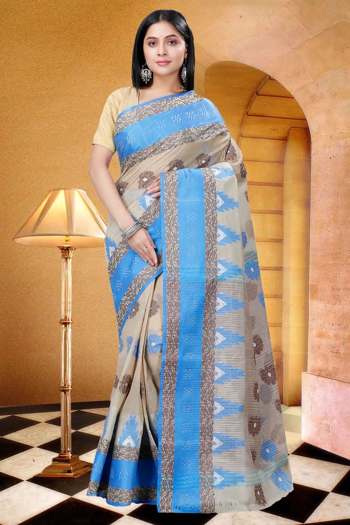 DipDiya Pure Cotton Grey Nuri Effortless Tradition Tant Sarees