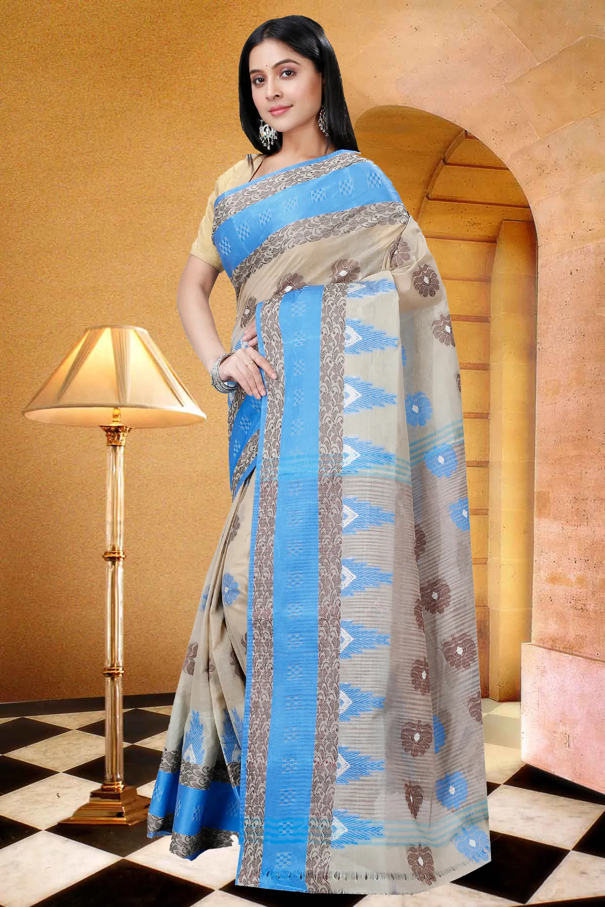 DipDiya Pure Cotton Grey Nuri Effortless Tradition Tant Sarees