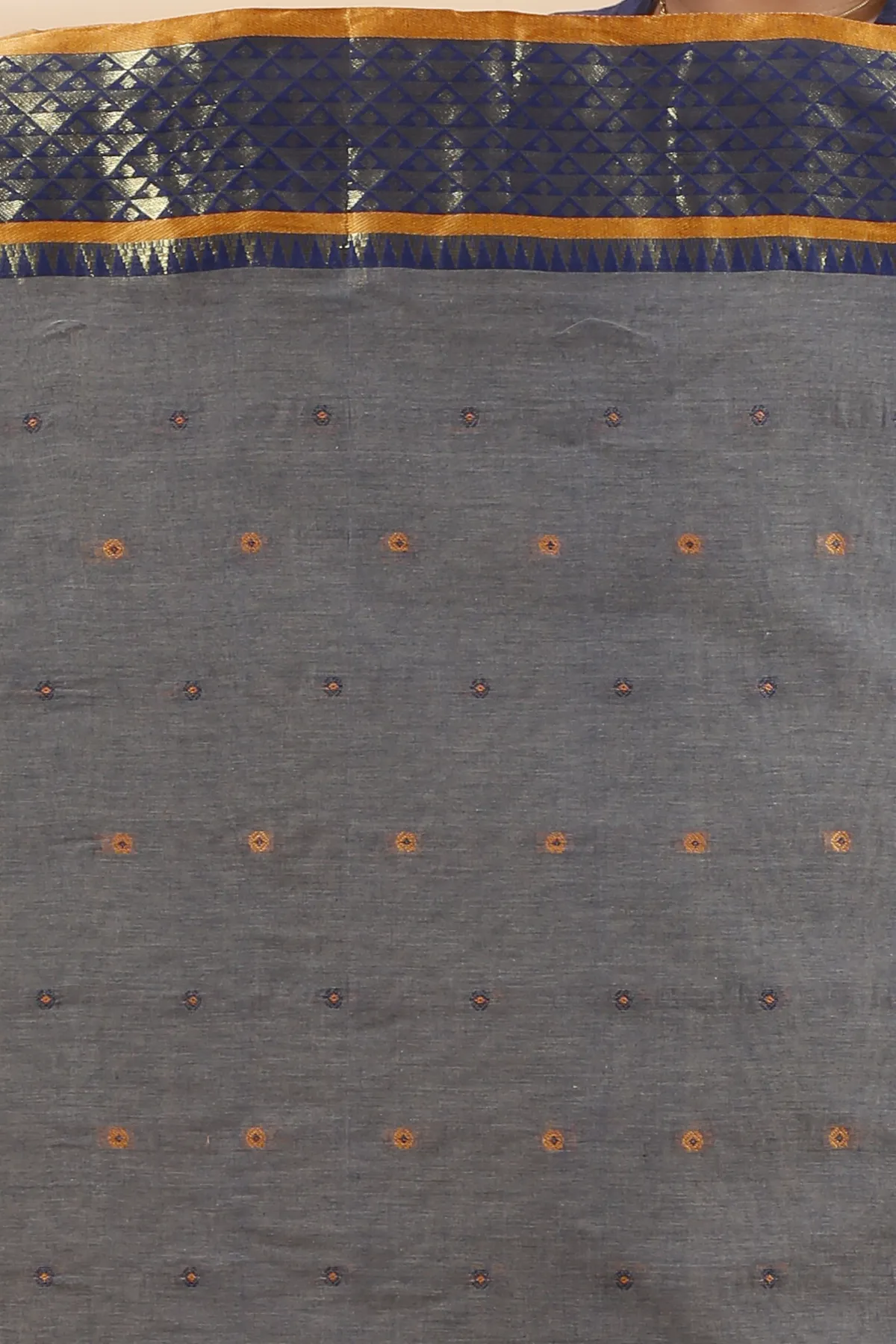 DipDiya Pure Cotton Grey Peral Crafted by Artisans Tant Sarees