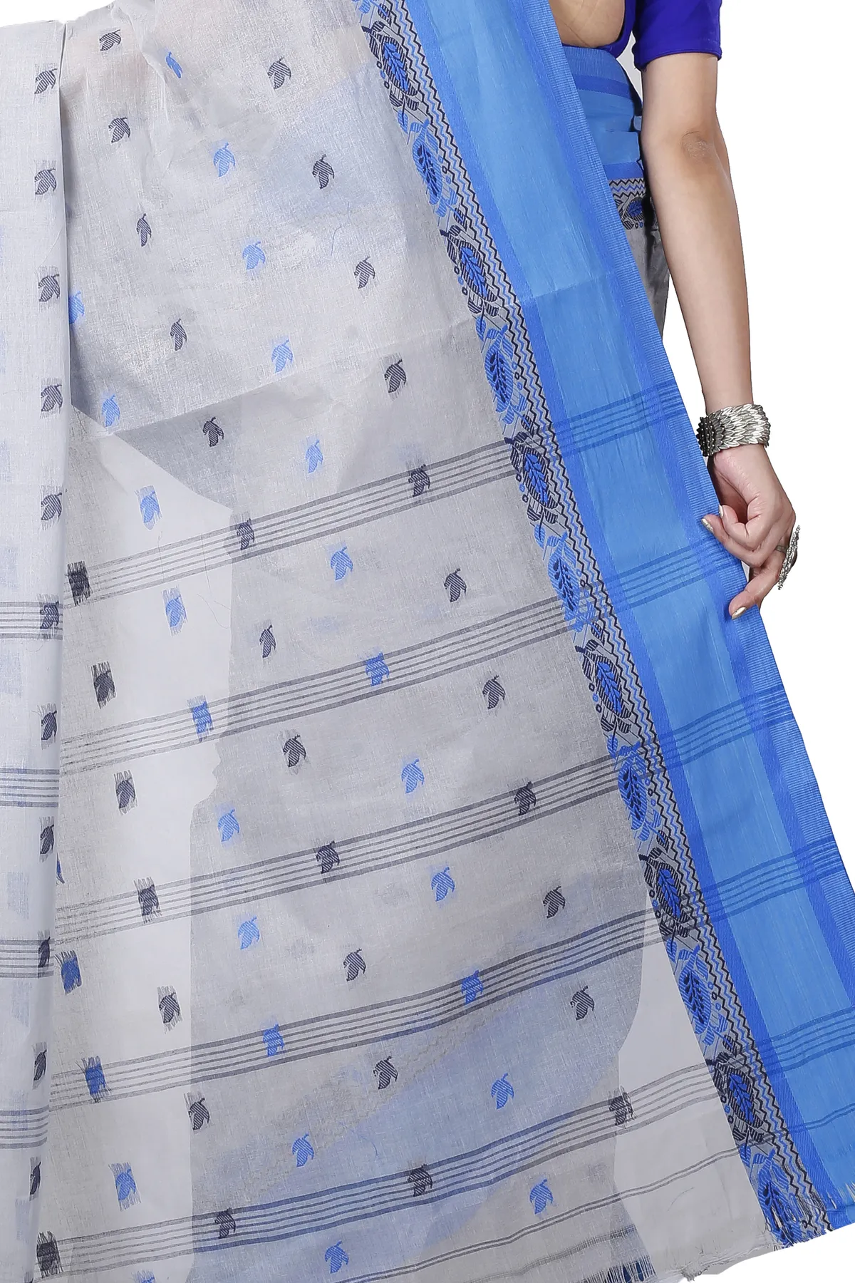 DipDiya Pure Cotton Grey Provati Heritage Elegance Tant Sarees