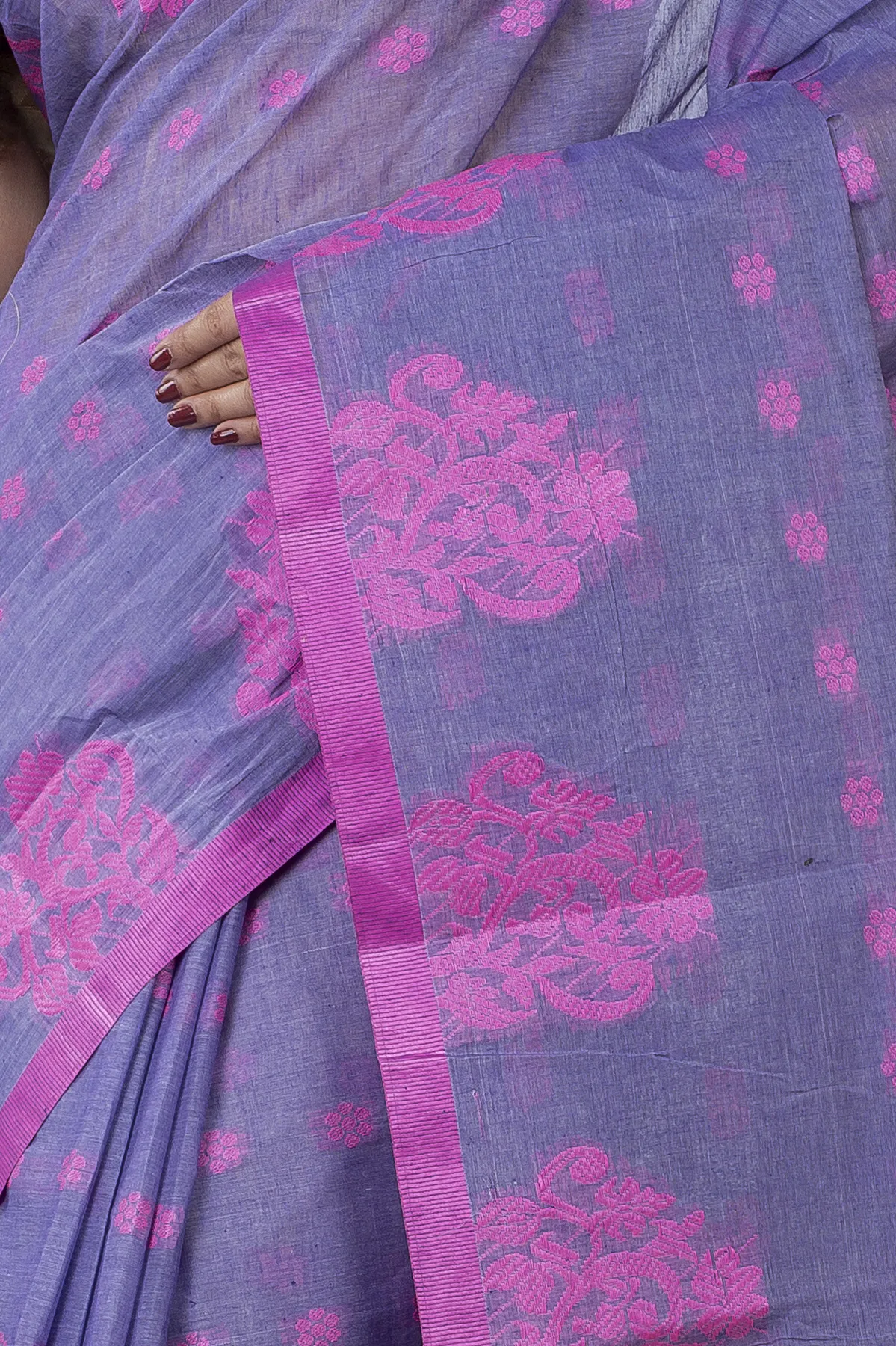 DipDiya Pure Cotton Light Blue Botgach Grace of Bengal Tant Sarees