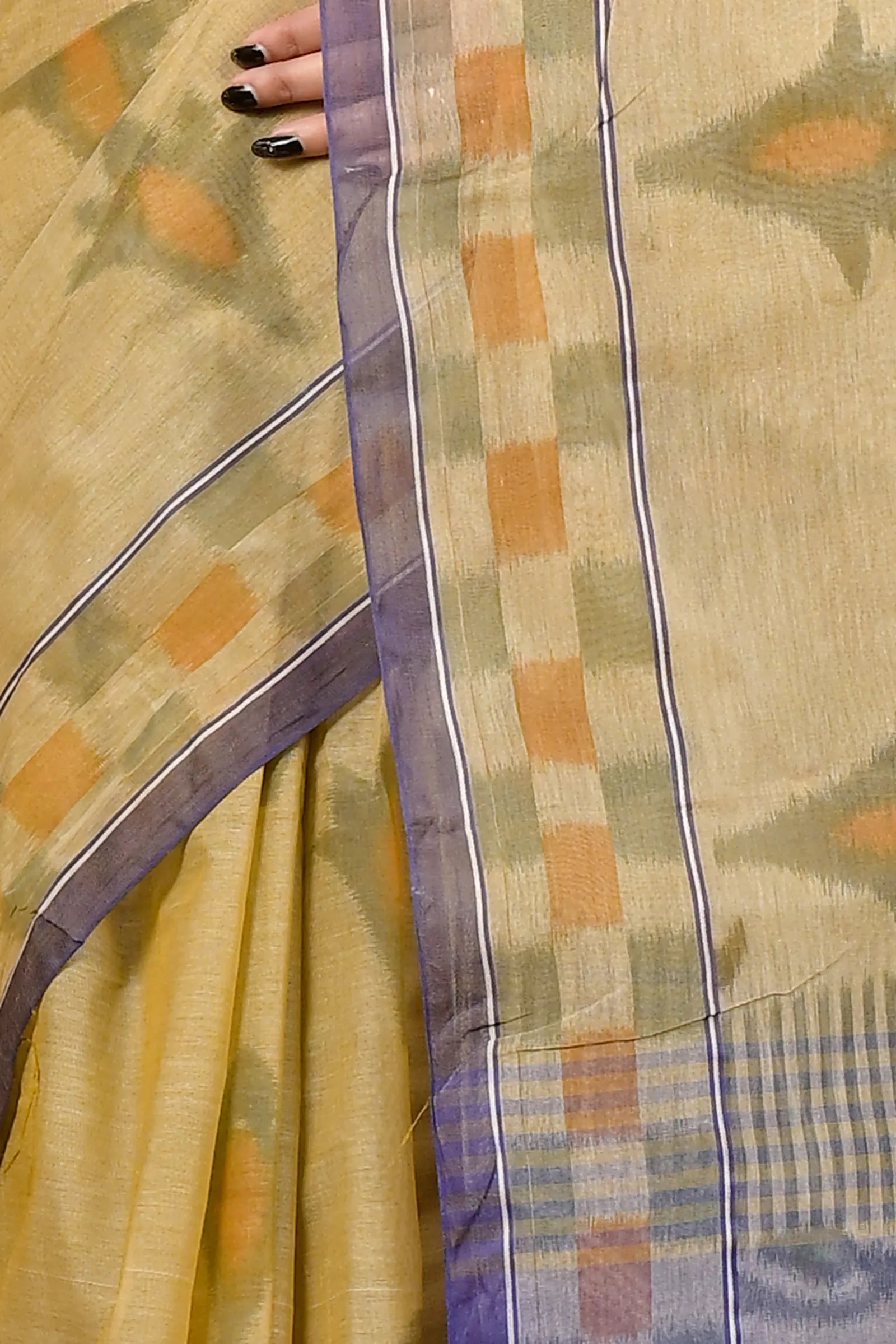 DipDiya Pure Cotton Light Brown Devai Heritage of Bengal Printed Tant Sarees