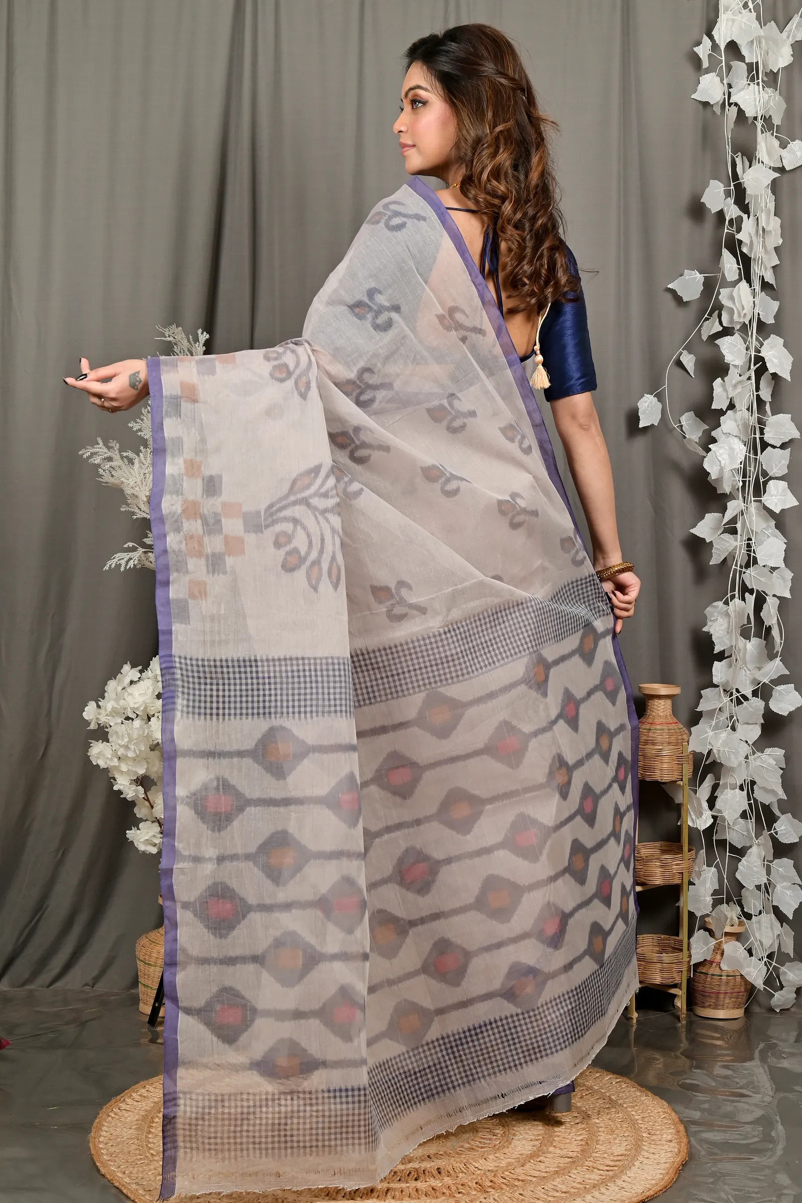 DipDiya Pure Cotton Light Brown Dipui Tradition in Every Thread Printed Tant Sarees