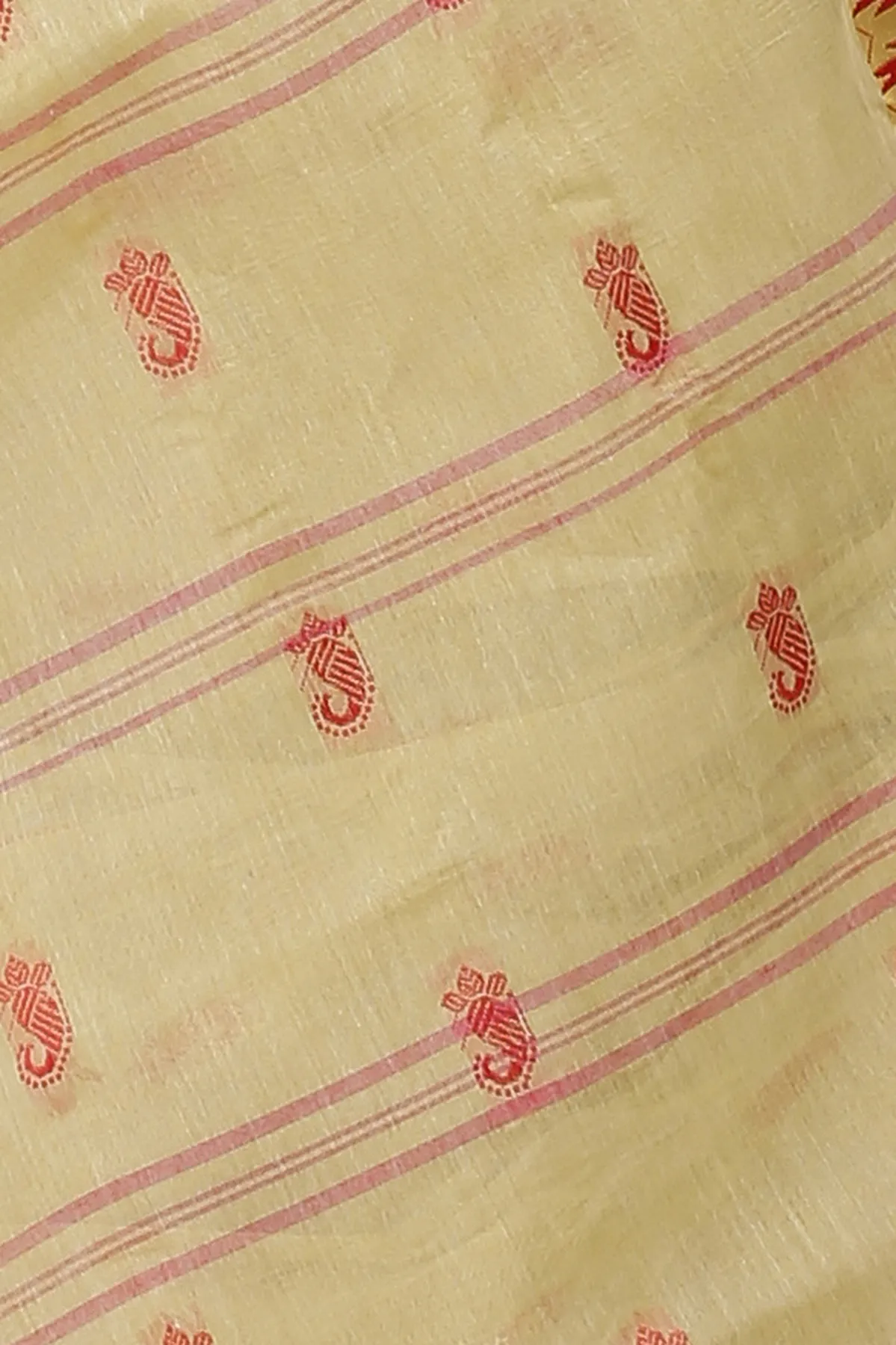 DipDiya Pure Cotton Light Brown Lagan Handloom Heritage Tant Sarees