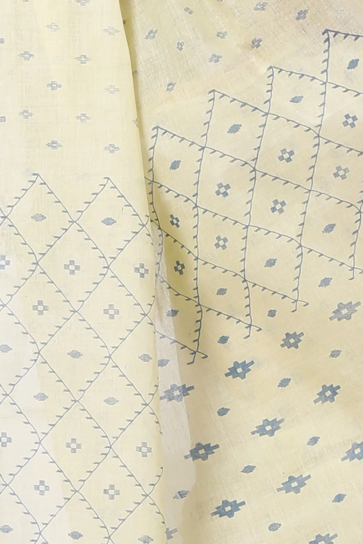 DipDiya Pure Cotton Light Brown Luvya Woven by Hand Printed Tant Sarees