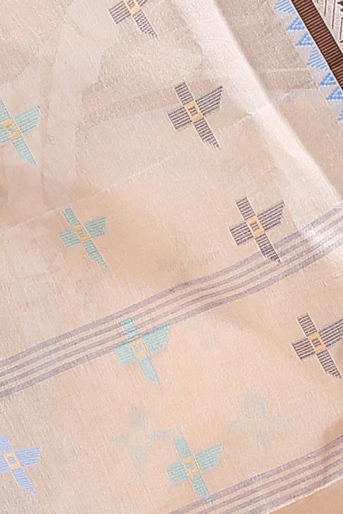 DipDiya Pure Cotton Light Brown Rowan Artisan Woven Tant Sarees