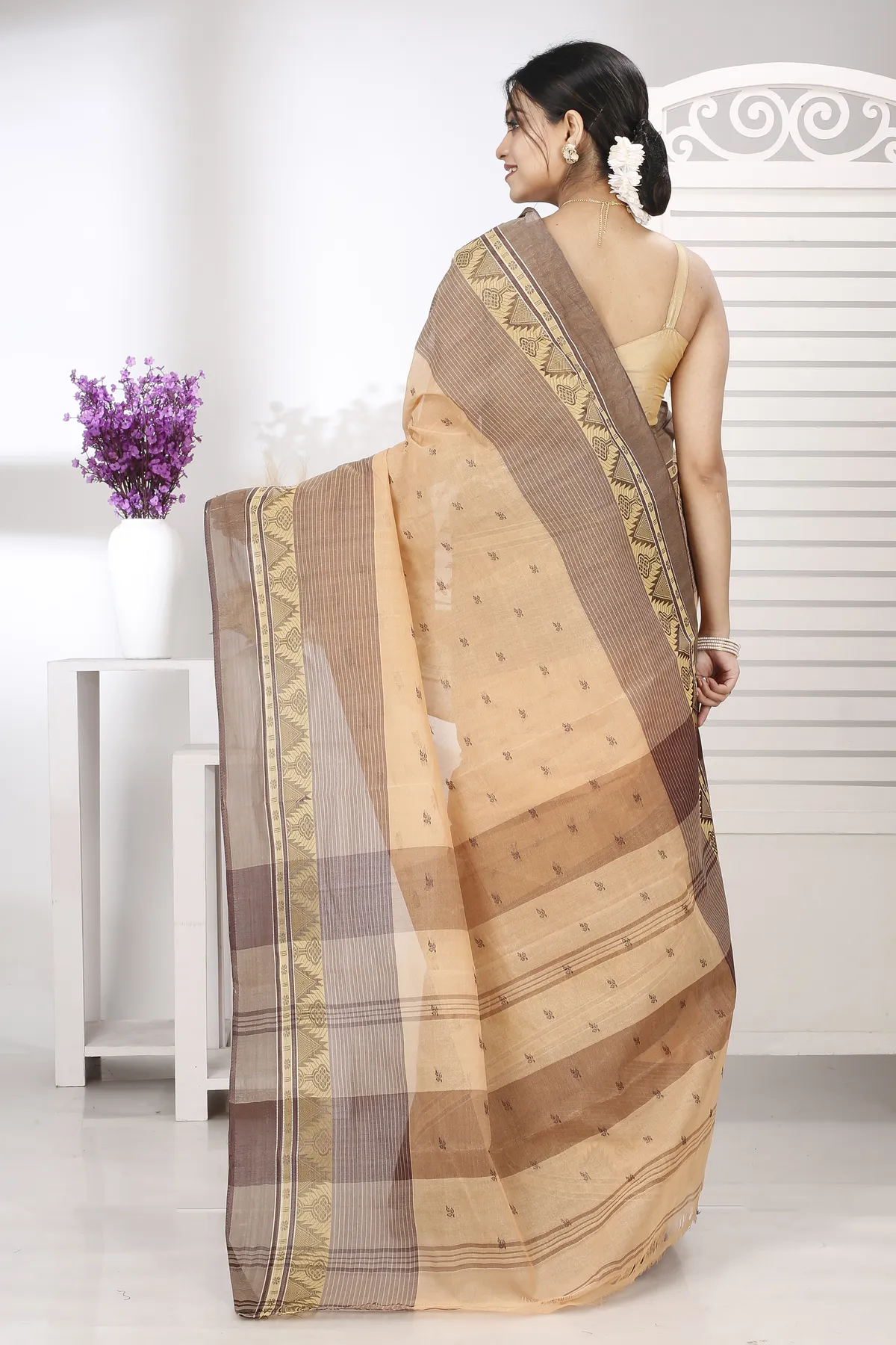 DipDiya Pure Cotton Light Brown Suto Timeless Elegance Tant Sarees