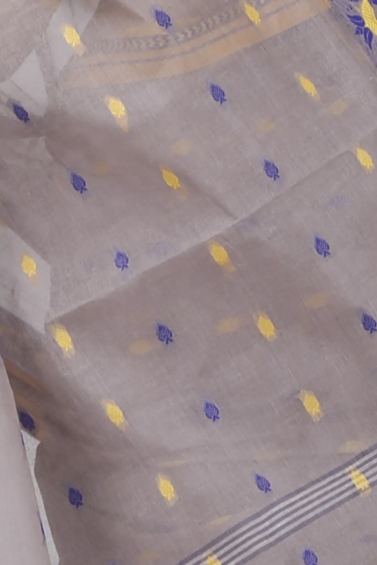 DipDiya Pure Cotton Light Brown Uvra Classic Bengali Tant Sarees