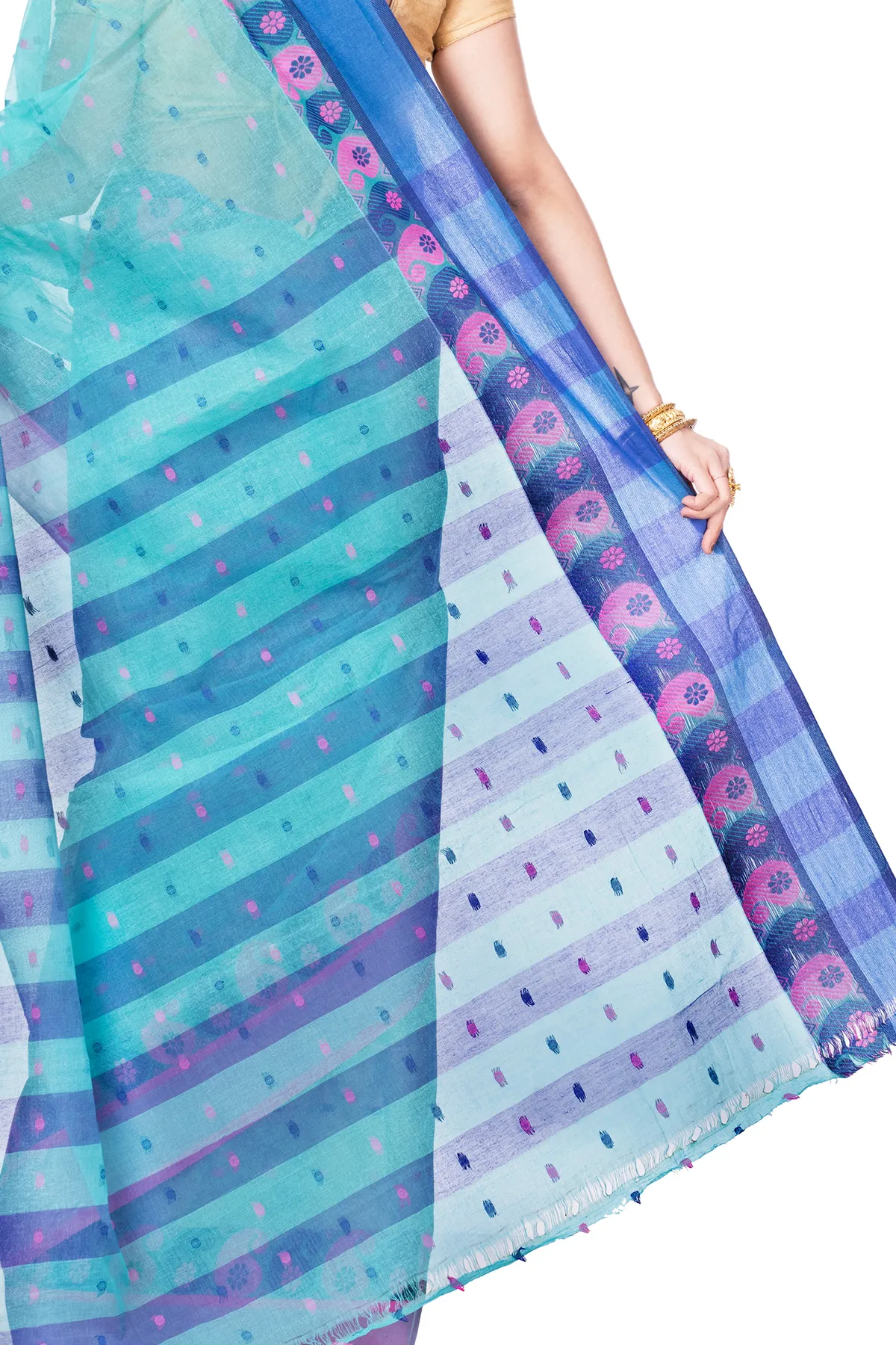 DipDiya Pure Cotton Light Green Amkolka Par Crafted with Soul Tant Sarees