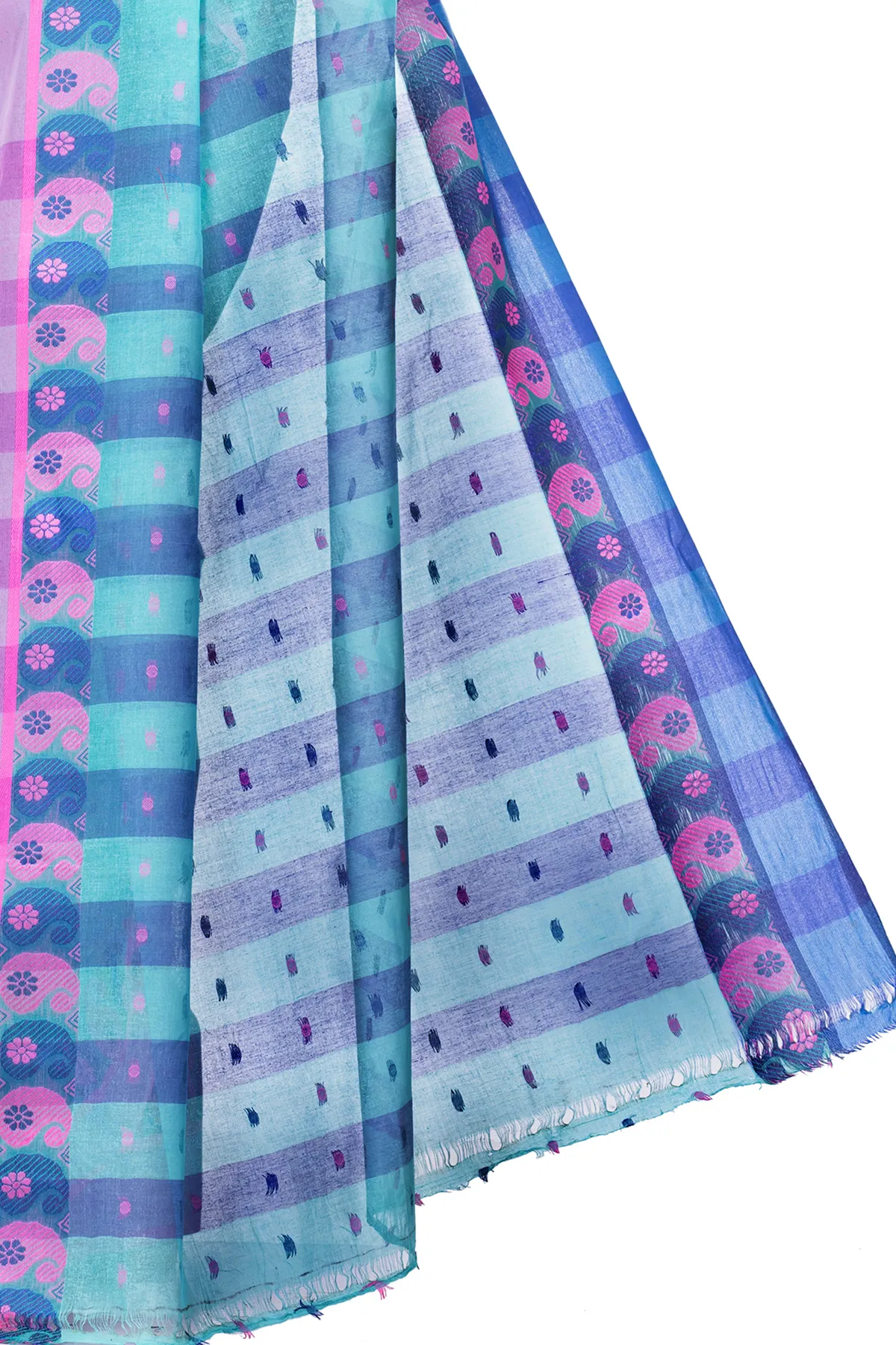 DipDiya Pure Cotton Light Green Amkolka Par Crafted with Soul Tant Sarees