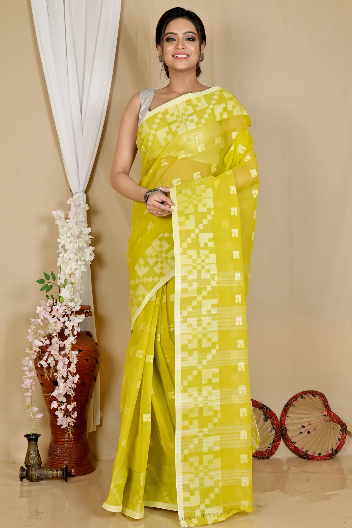 DipDiya Pure Cotton Light Green Aptuk Elegant by Tradition Tant Sarees