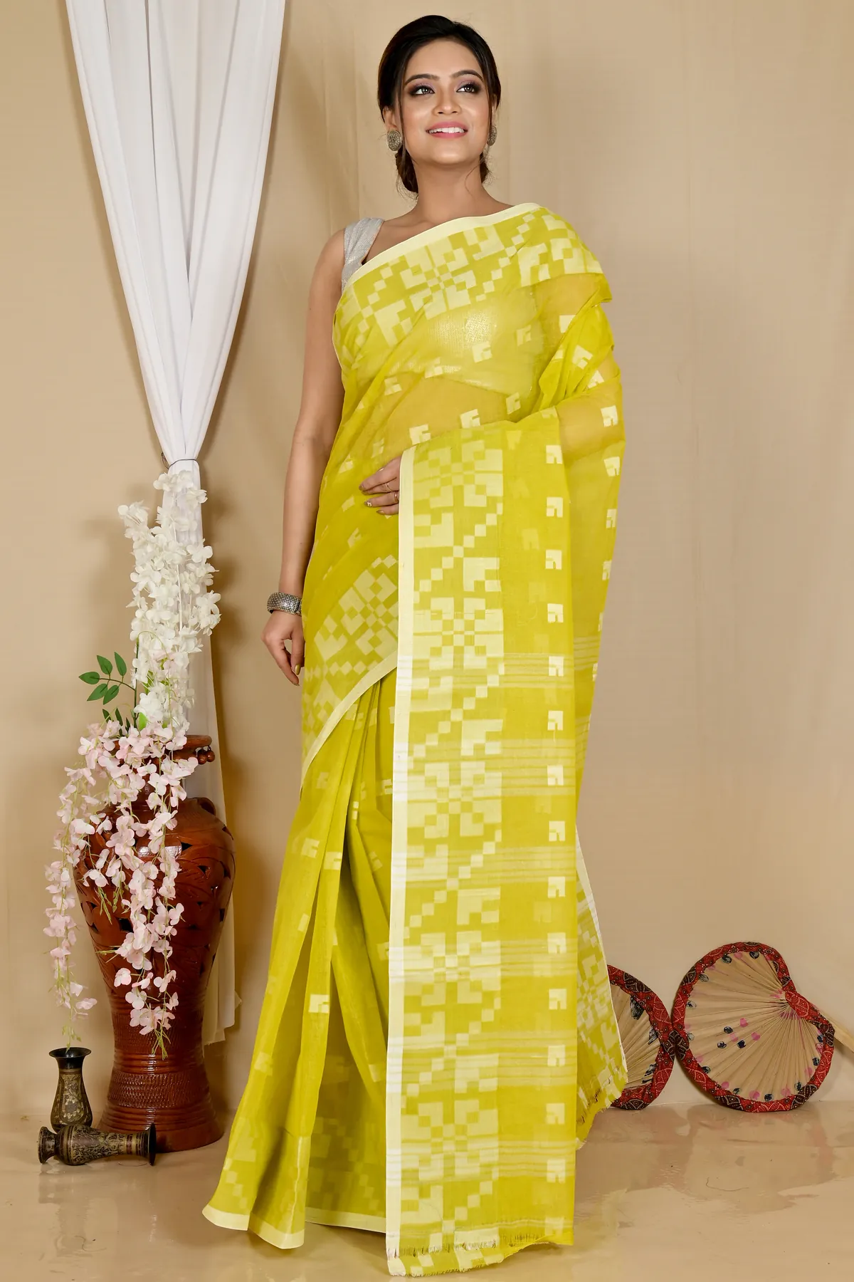 DipDiya Pure Cotton Light Green Aptuk Elegant by Tradition Tant Sarees
