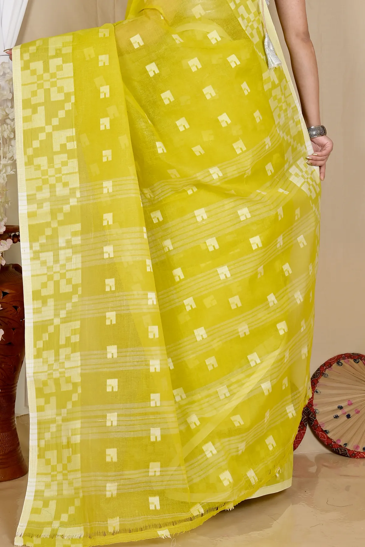 DipDiya Pure Cotton Light Green Aptuk Elegant by Tradition Tant Sarees