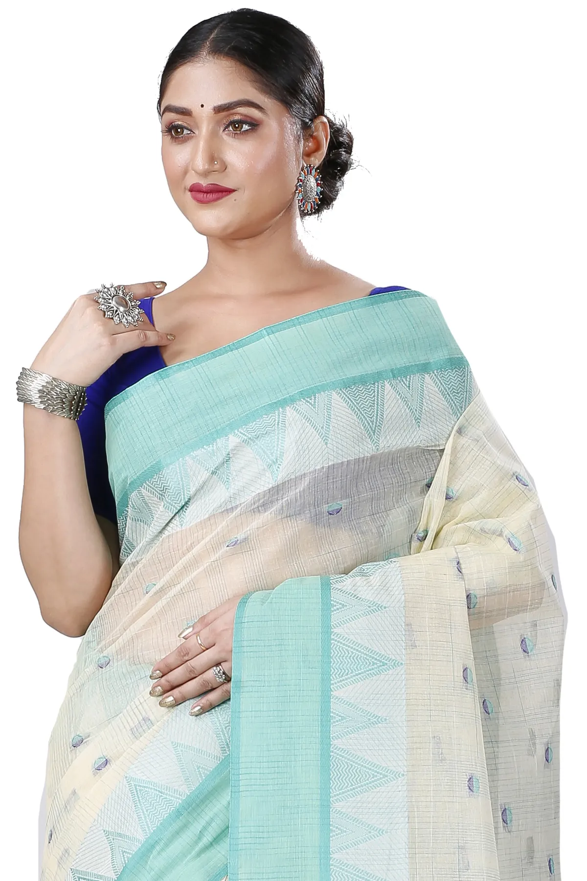 DipDiya Pure Cotton Light Green Ishvari Stories of Bengal Tant Sarees