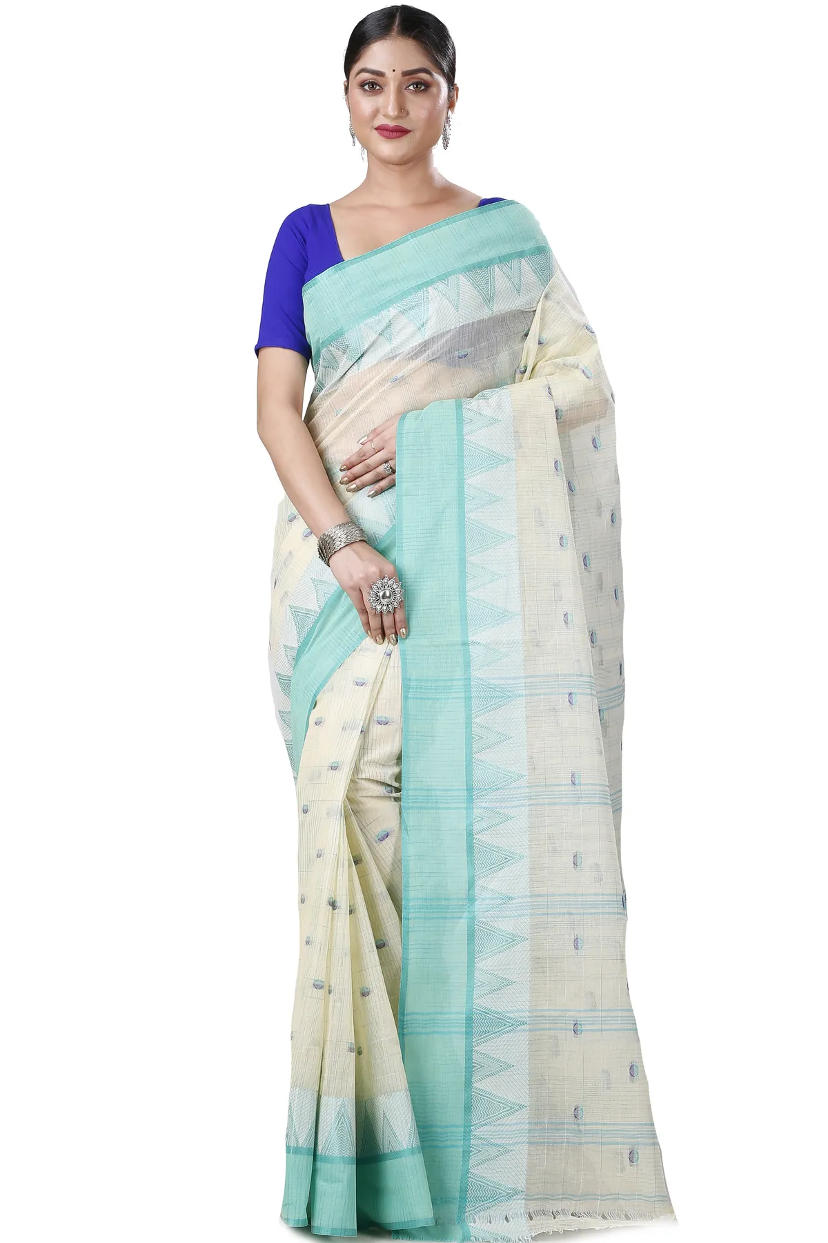 DipDiya Pure Cotton Light Green Ishvari Stories of Bengal Tant Sarees