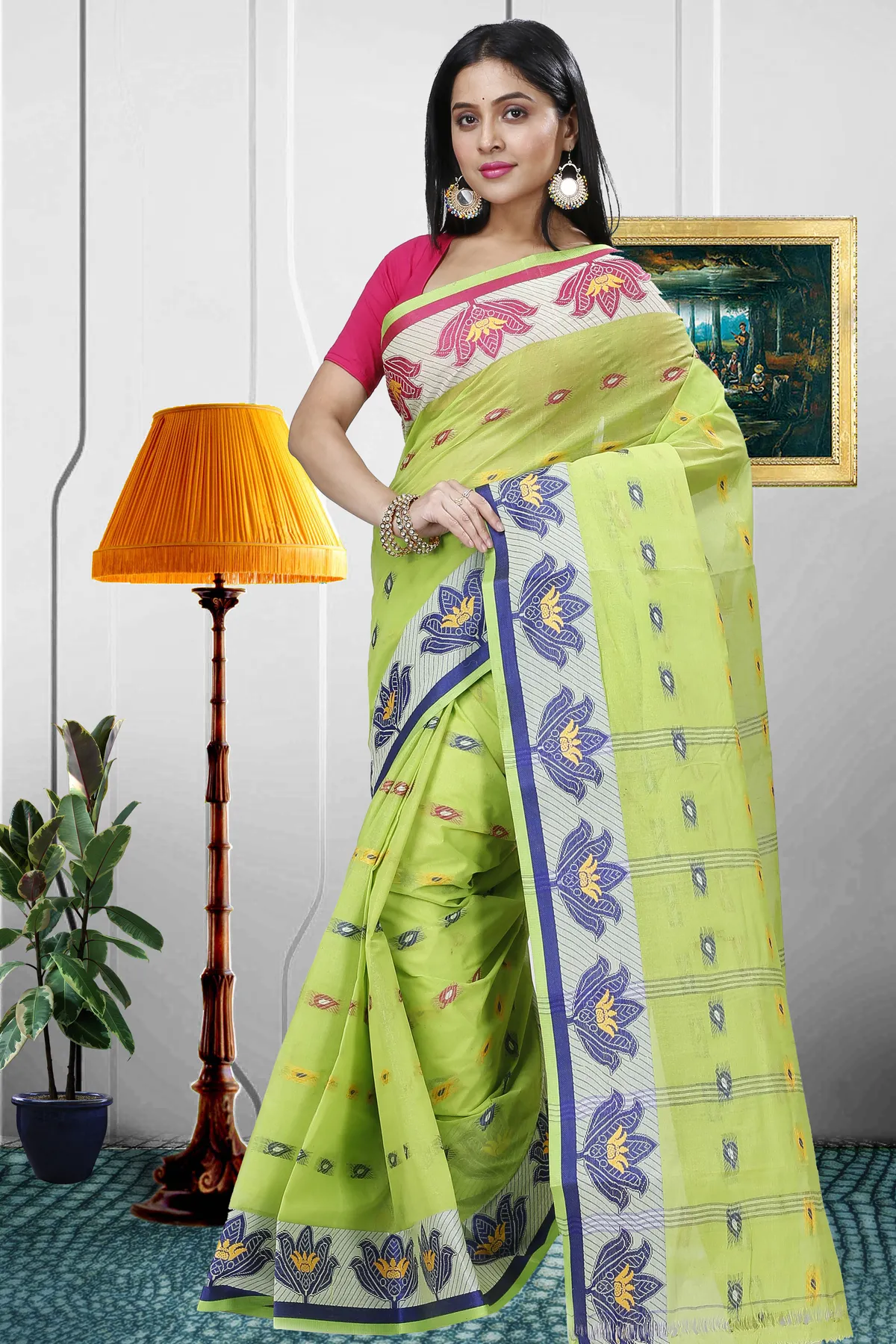 DipDiya Pure Cotton Light Green Nayan Heritage You Can Wear Tant Sarees