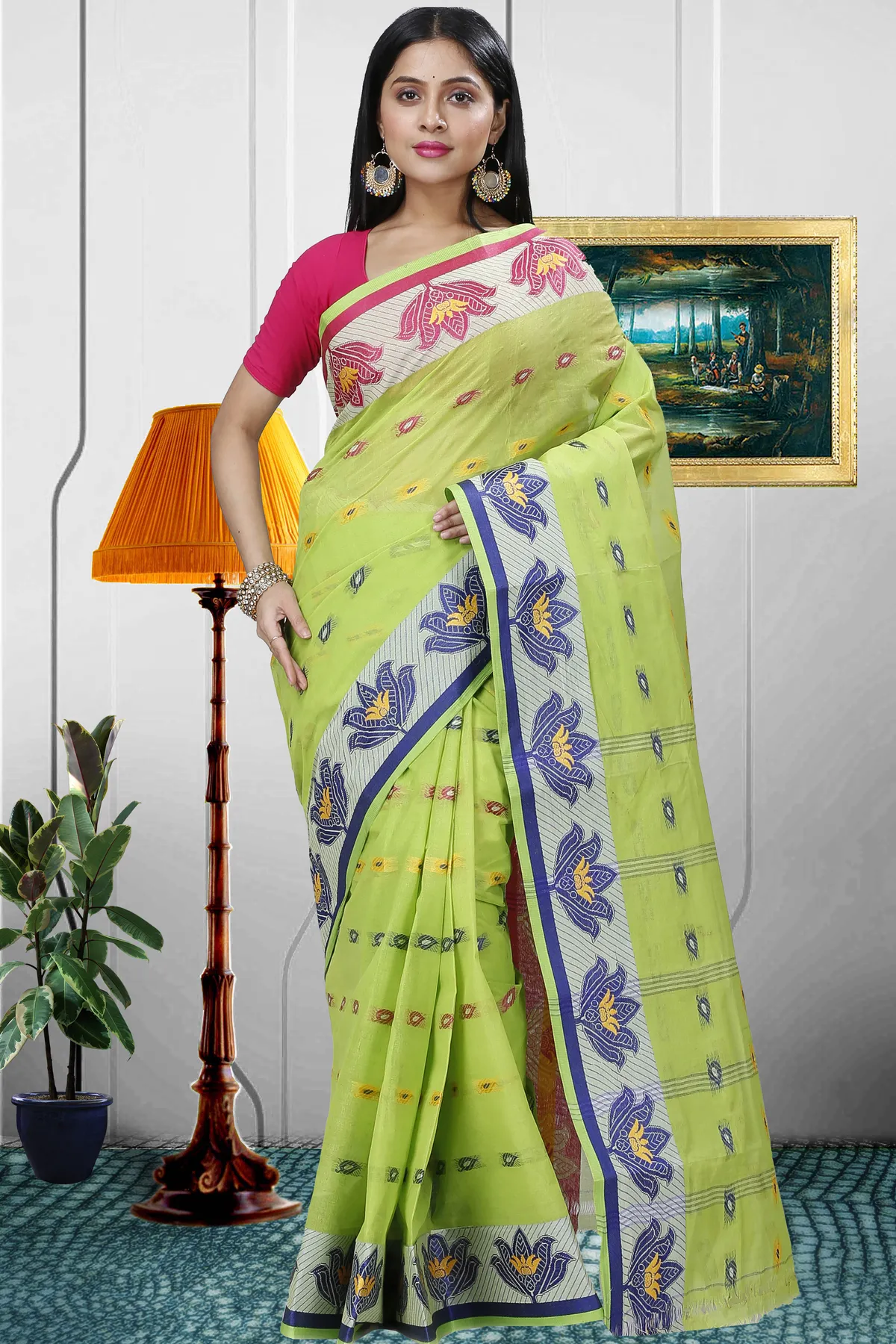 DipDiya Pure Cotton Light Green Nayan Heritage You Can Wear Tant Sarees