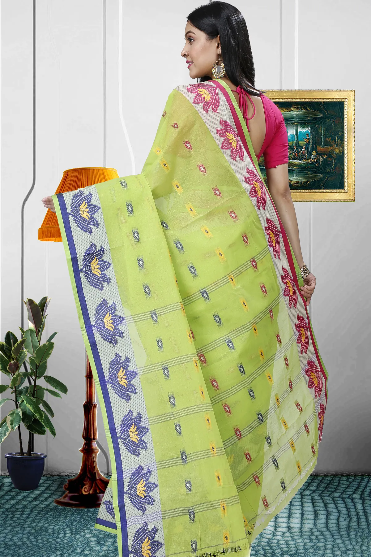 DipDiya Pure Cotton Light Green Nayan Heritage You Can Wear Tant Sarees