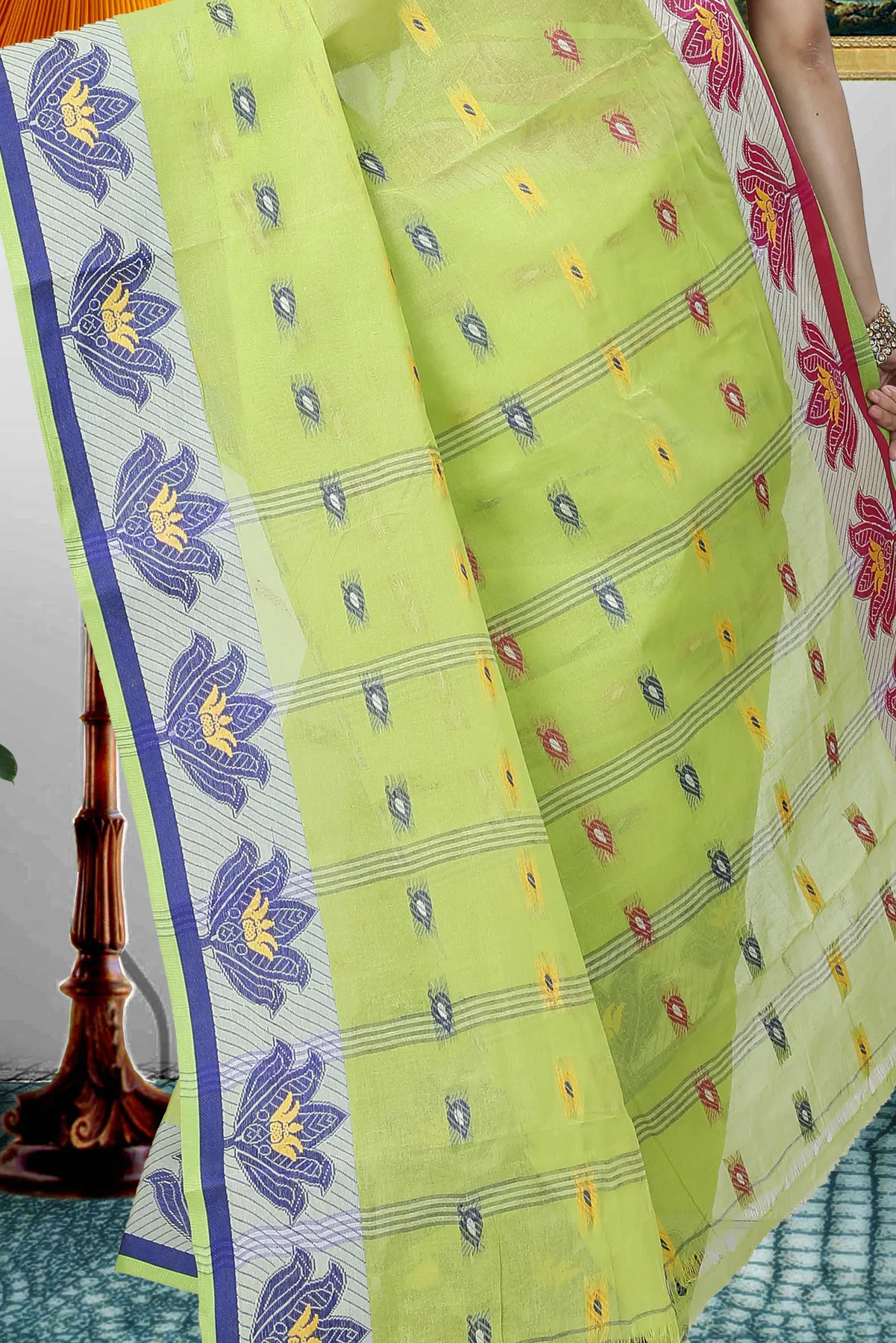 DipDiya Pure Cotton Light Green Nayan Heritage You Can Wear Tant Sarees