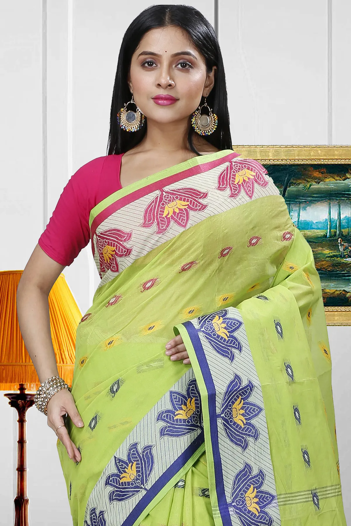 DipDiya Pure Cotton Light Green Nayan Heritage You Can Wear Tant Sarees